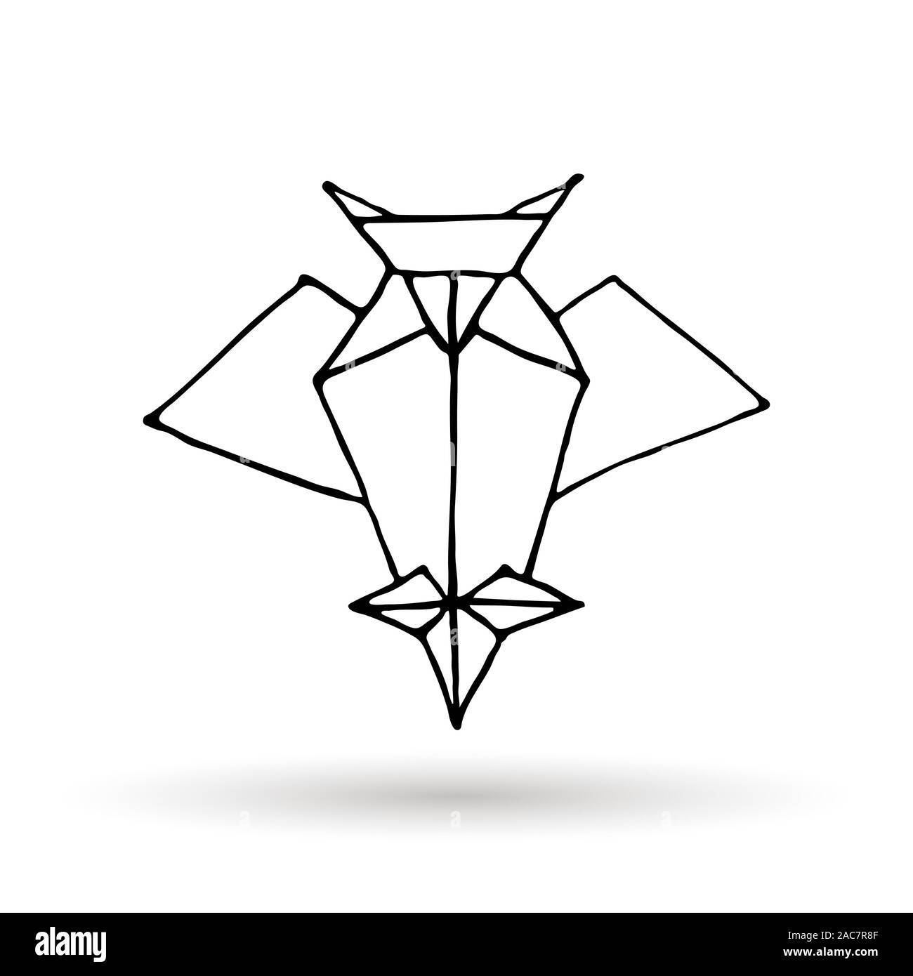 Origami doodle einfach auf das Symbol. Hand origami Tier gezeichnet. Geometrische Logo oder Symbol. Minimalistischer Vector Illustration Stock Vektor