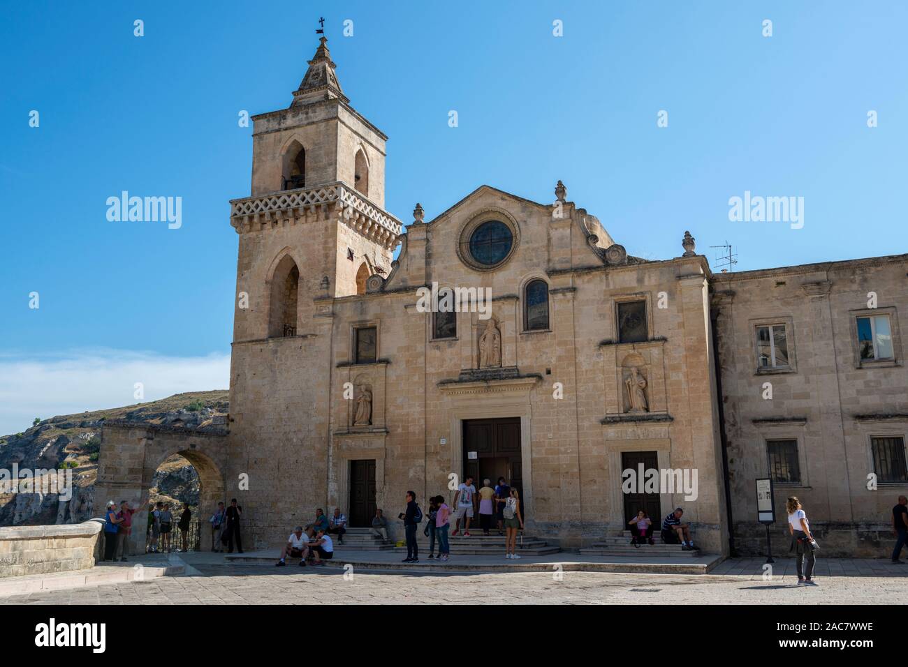 Kirche St. Peter Caveoso (Chiesa di San Pietro Caveoso) auf der Piazza San Pietro Caveoso, Sassi von Matera, Basilikata, Süditalien Stockfoto