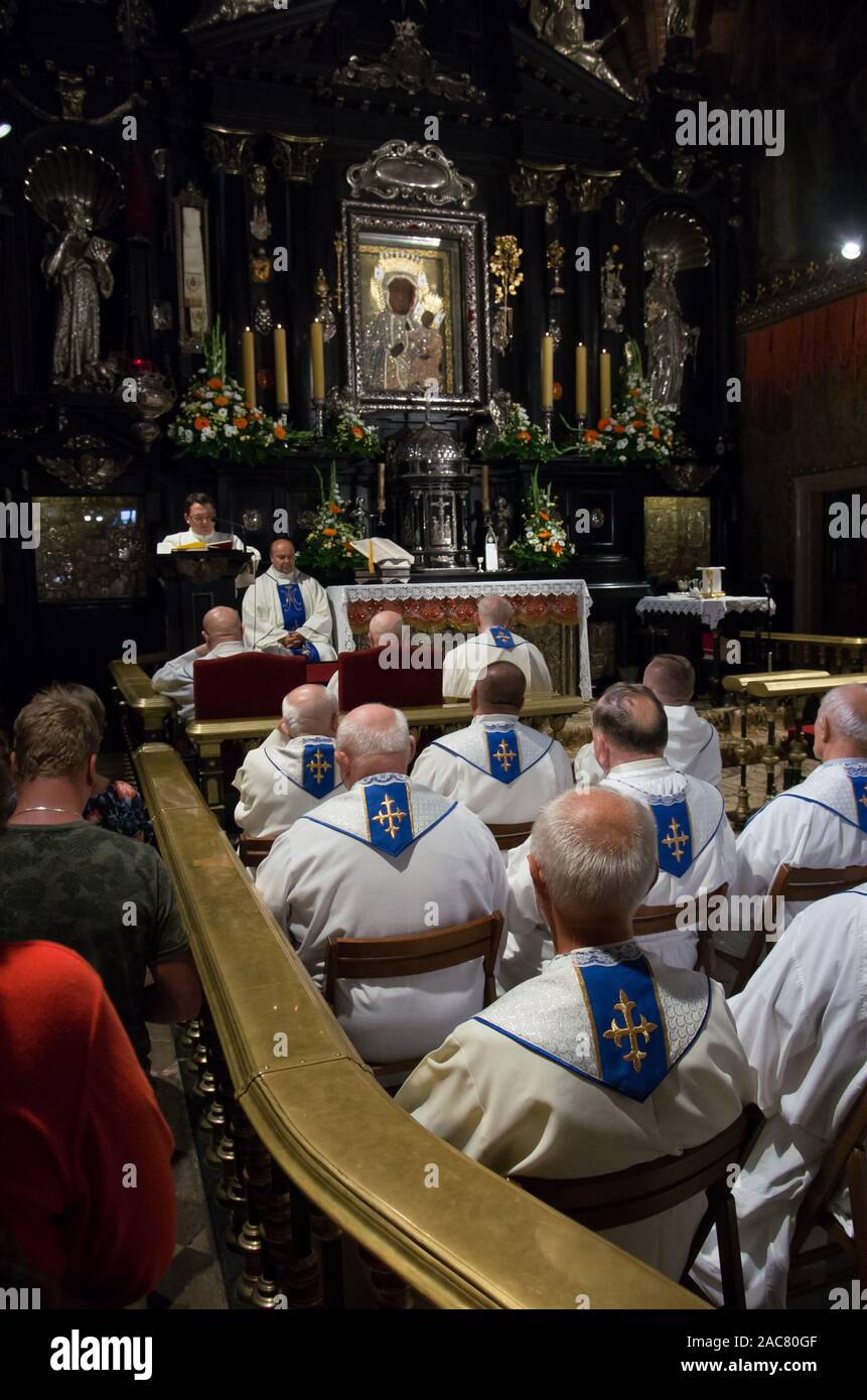 Der Service im Heiligtum Jasna Góra und das Bild der Mutter Gottes von Tschenstochau, Polen Stockfoto