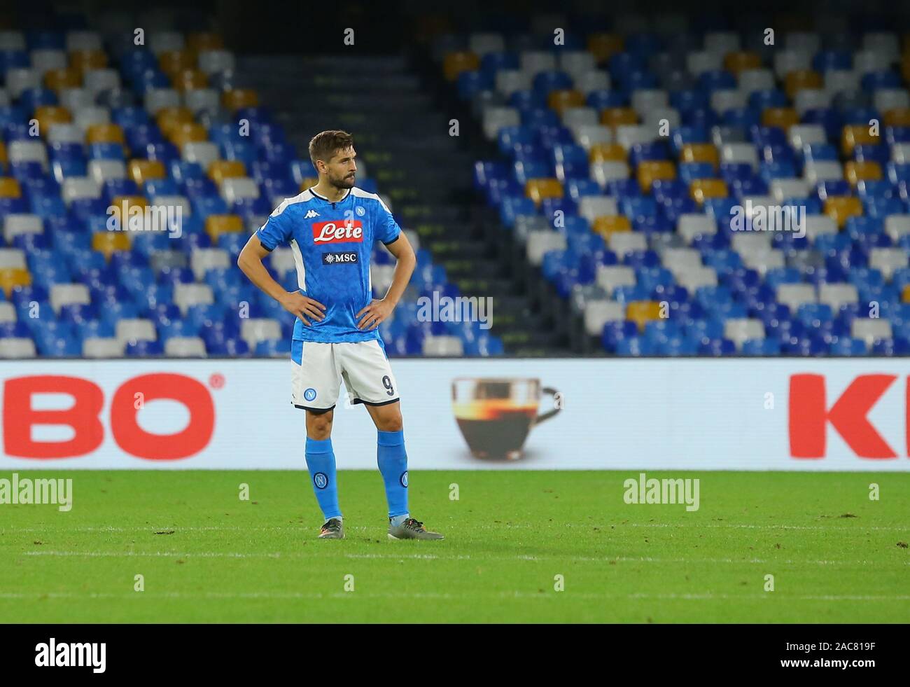 Napoli ist Spanisch, Fernando Llorente reagiert am Ende der italienischen Serie A Fußballspiel SSC Napoli vs FC Bologna 1909. Bologna gewann 2-1. Stockfoto