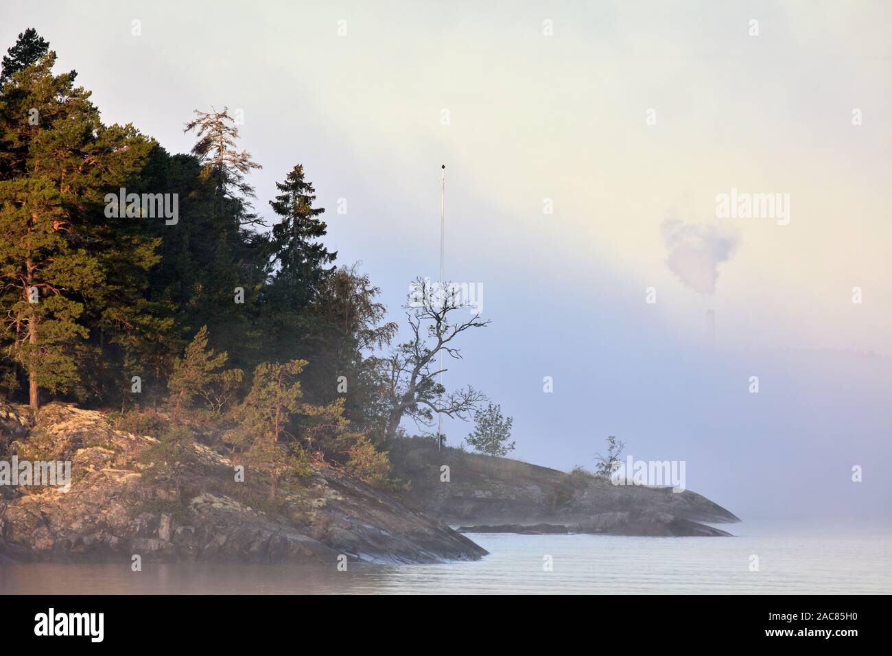 Misty Morning in Tegelön außerhalb von Stockholm, Schweden Stockfoto