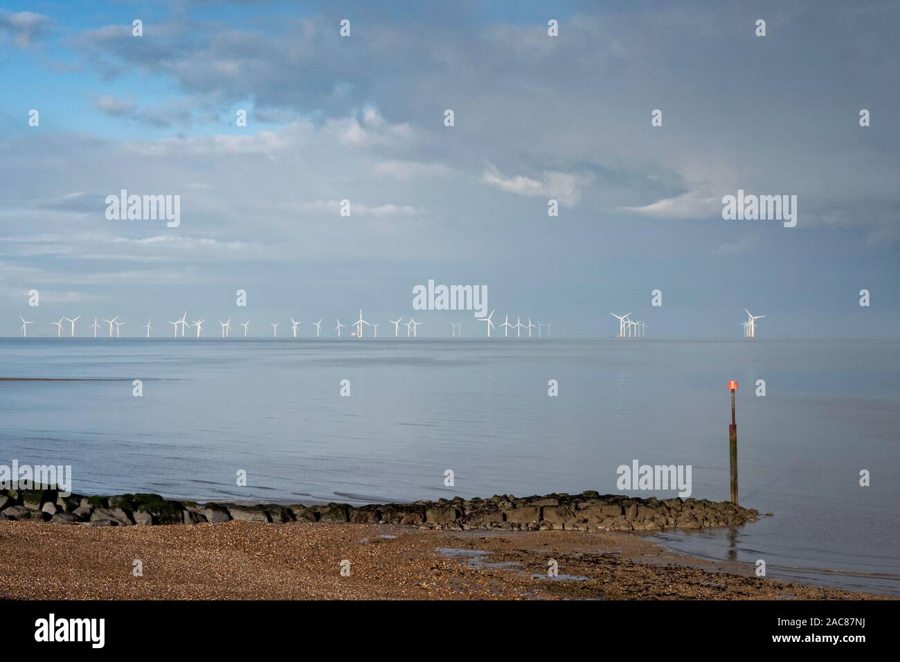 Windpark vor der Küste von Herne Bay Kent UK Stockfoto