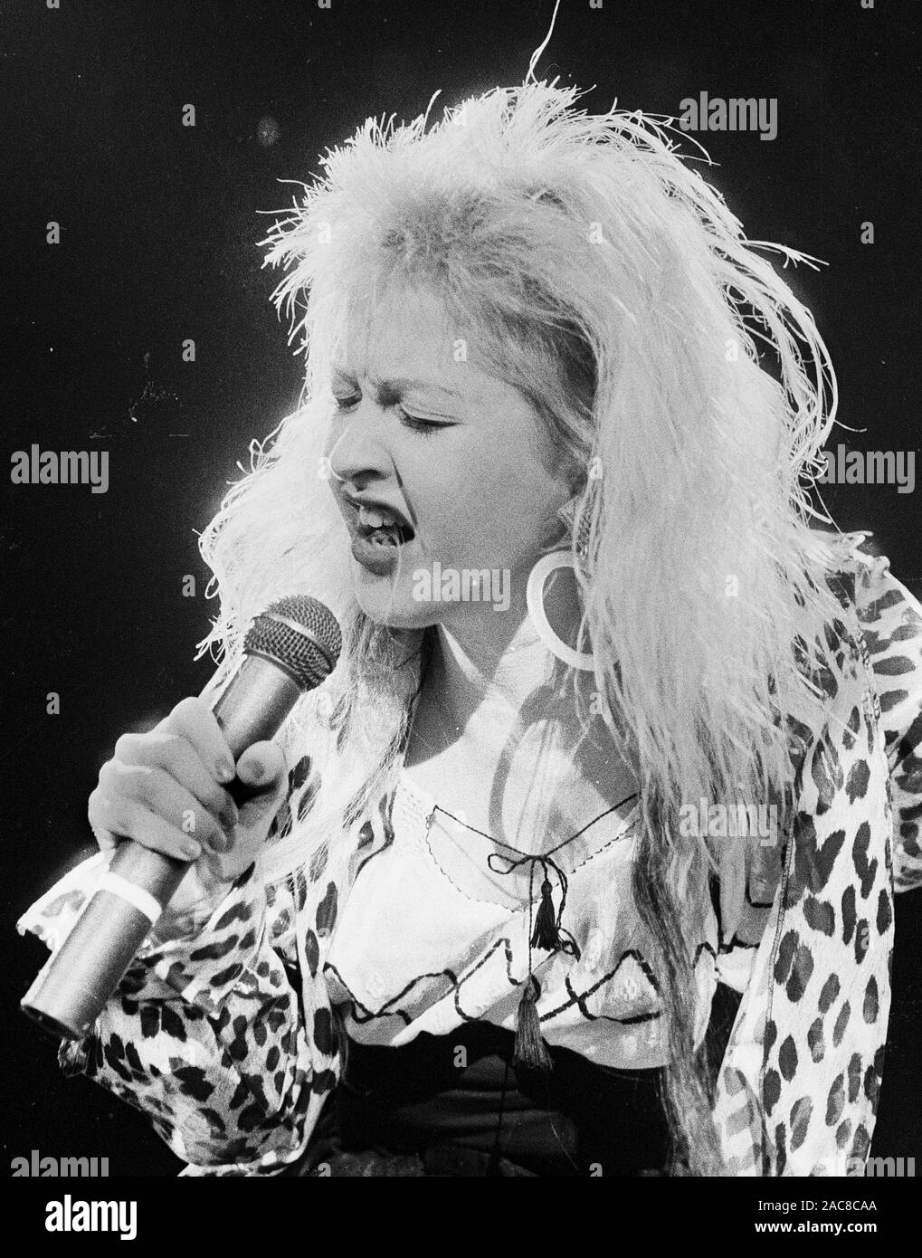 Cyndi Lauper Singen im "True Colors" Tour Konzert am Worcester Centruim in Worcester, Ma USA 1980 Foto's von Bill belknap Stockfoto