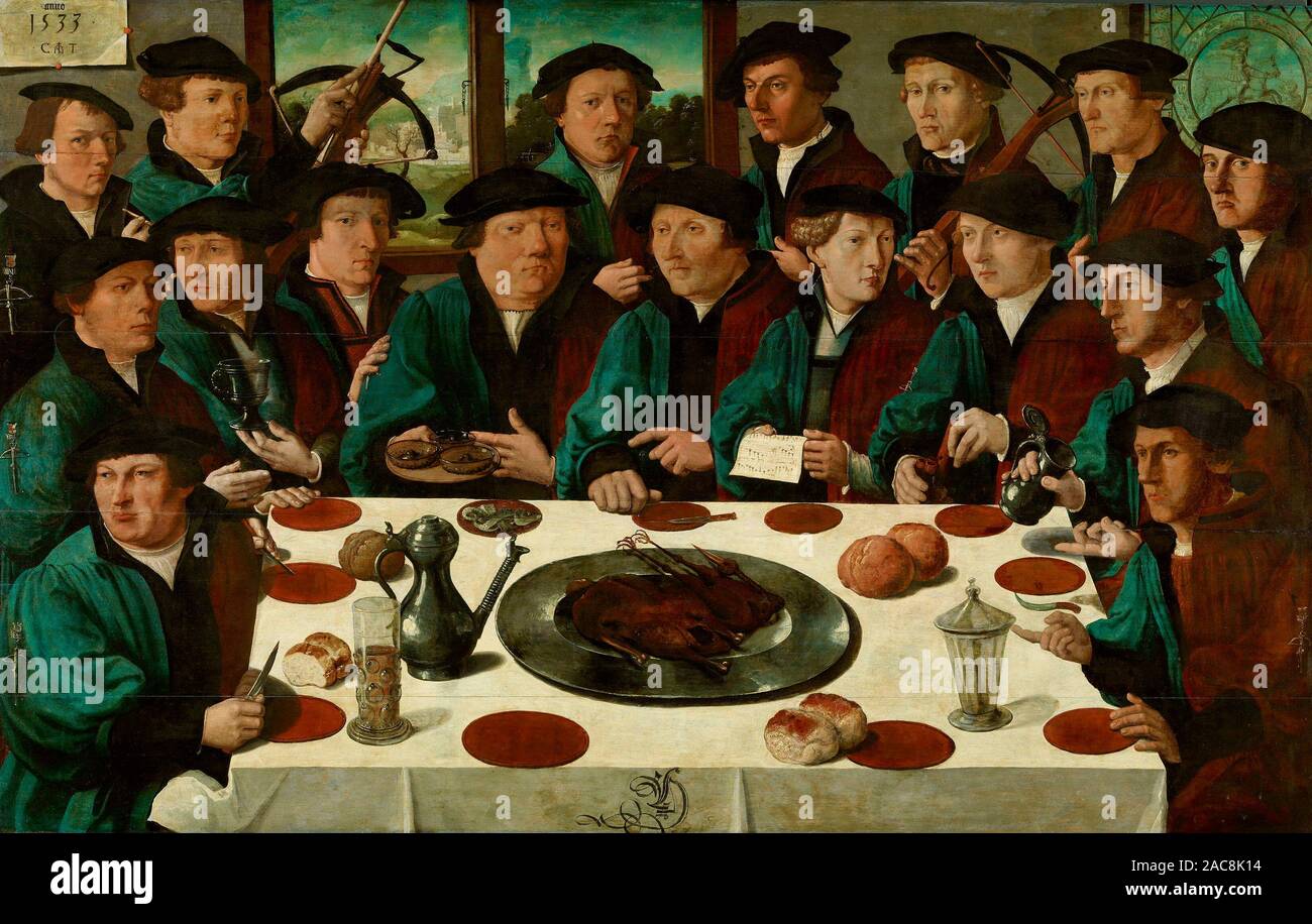 Und Veranstaltungsräume der Mitglieder des Amsterdamer Armbrust Civic Guard - Cornelis Anthonisz, 1533 Stockfoto