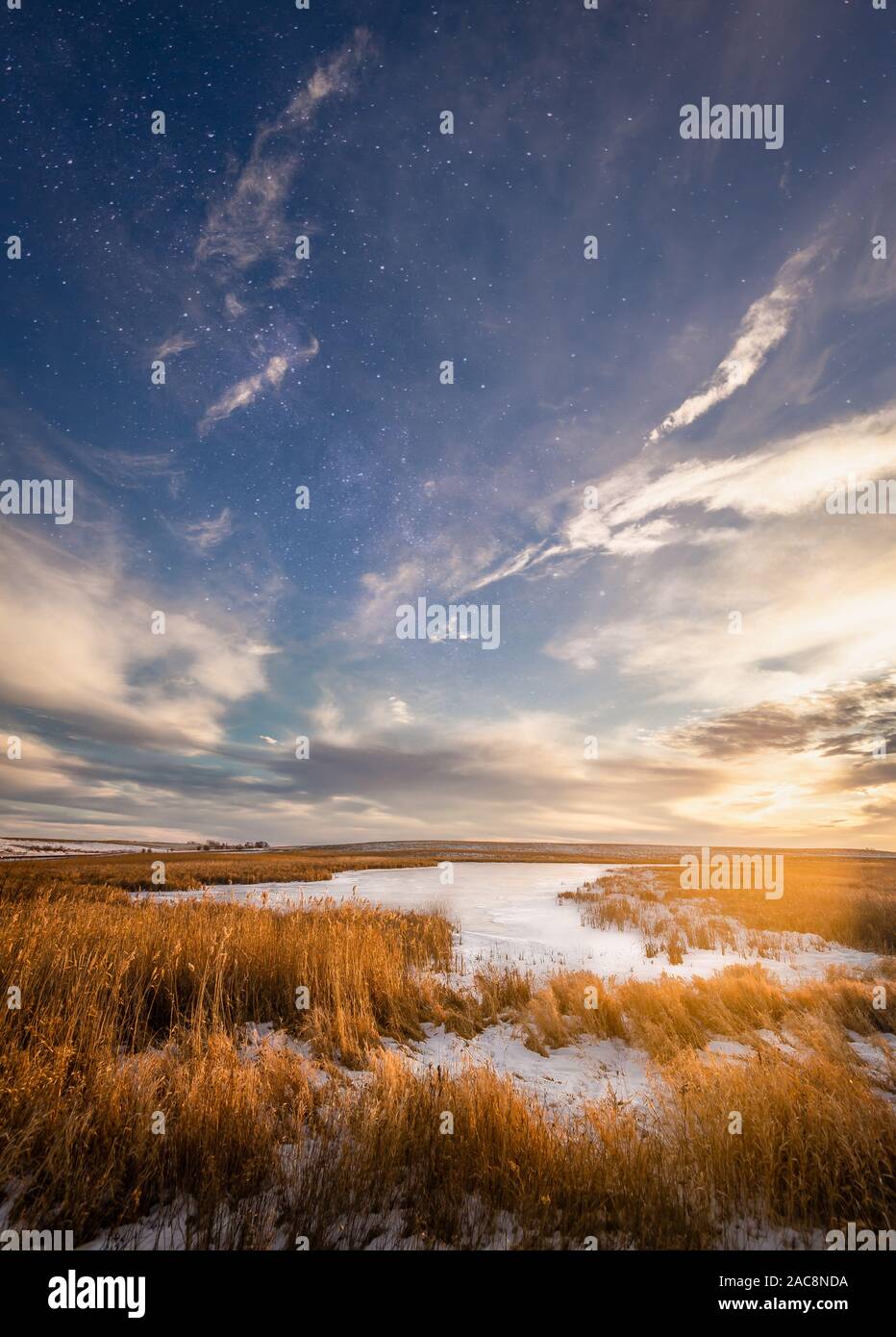 Der Teich an einem schönen Wintertag in Minnesota Stockfoto