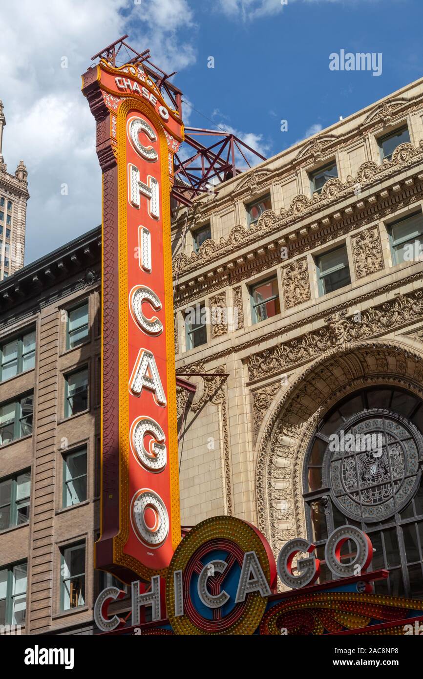 Chicago Theater unterzeichnen, Chicago, USA Stockfoto