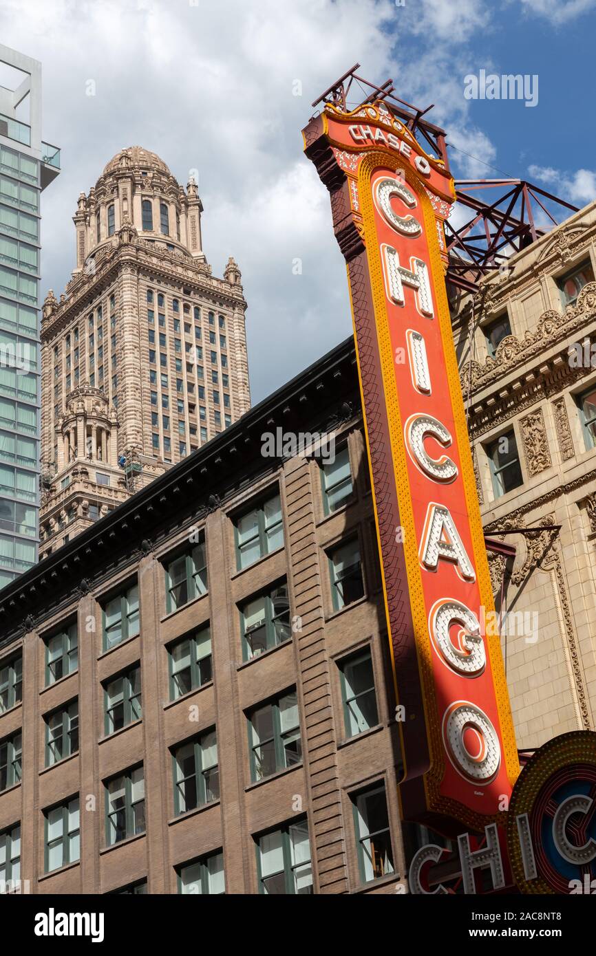 Chicago Theater unterzeichnen, Chicago, USA Stockfoto