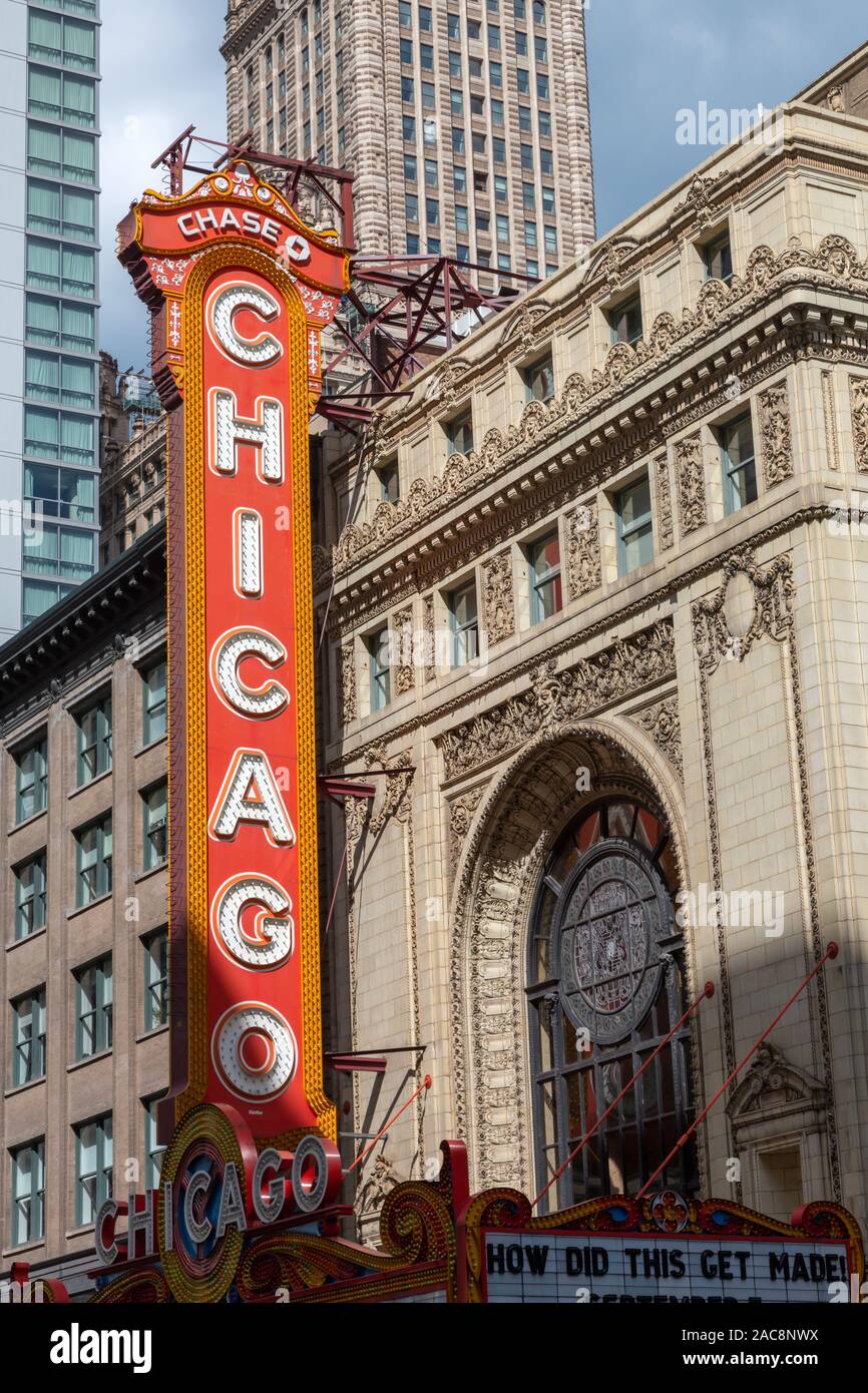 Chicago Theater unterzeichnen, Chicago, USA Stockfoto