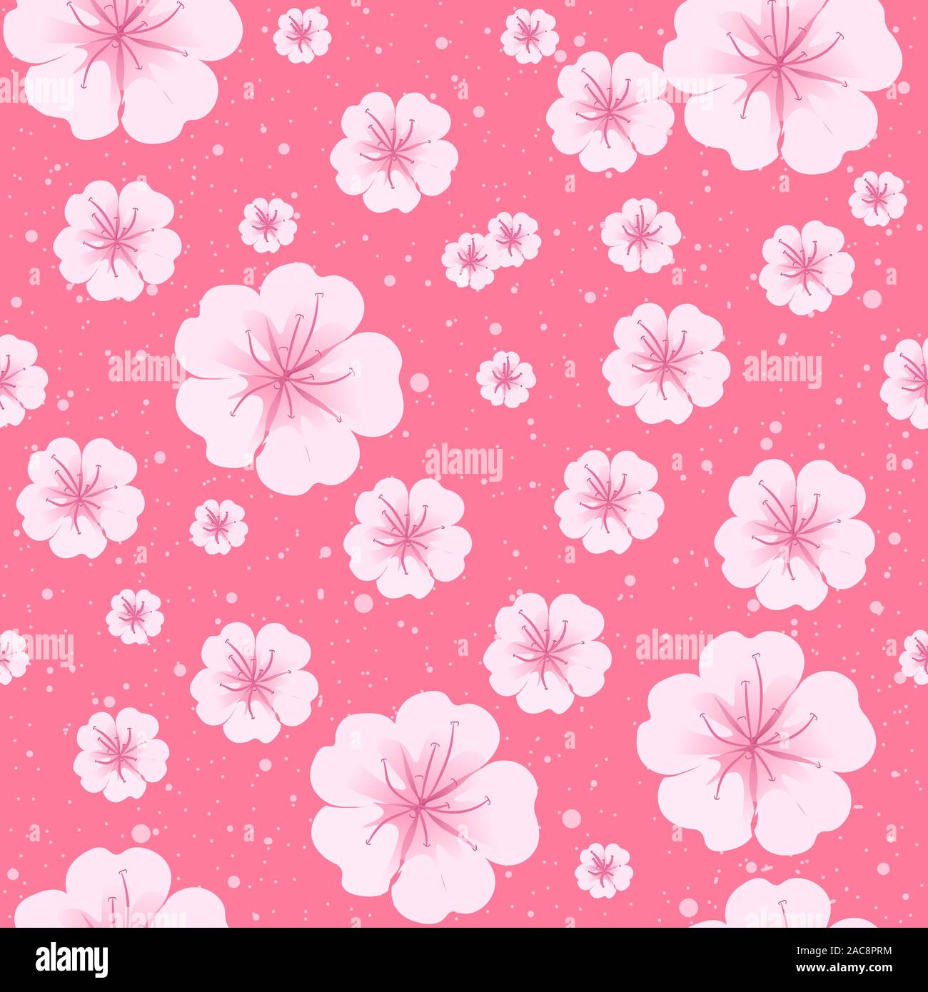 Sakura Frühling Blumen in voller Blüte nahtlose Muster. Chinesisch Japanisch saisonalen Garten mit botanischen Magnolia rosa Pastell Blumenschmuck. Zarte illu Stock Vektor