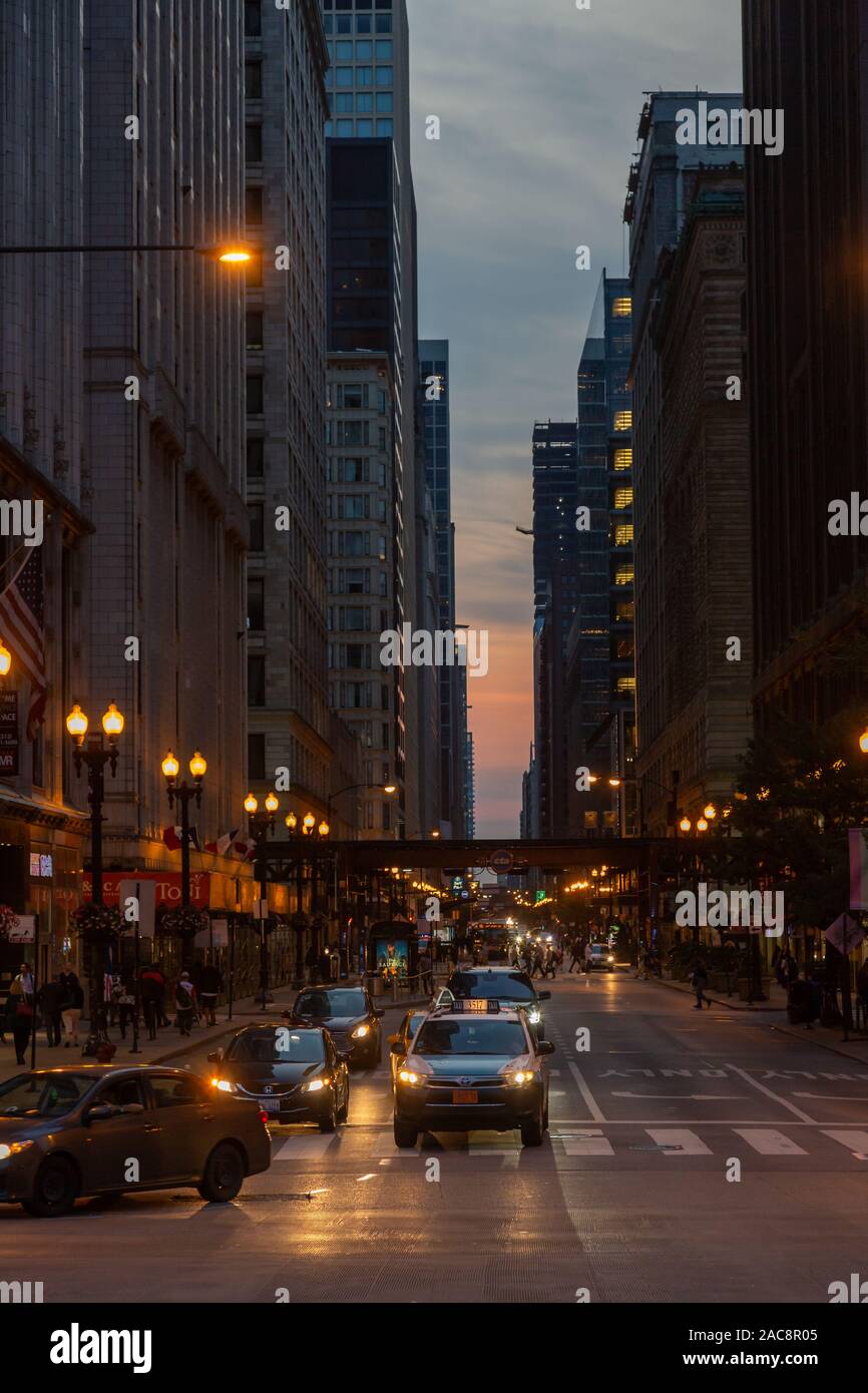 East Washington Street, The Loop, Chicago, Illinois, USA Stockfoto