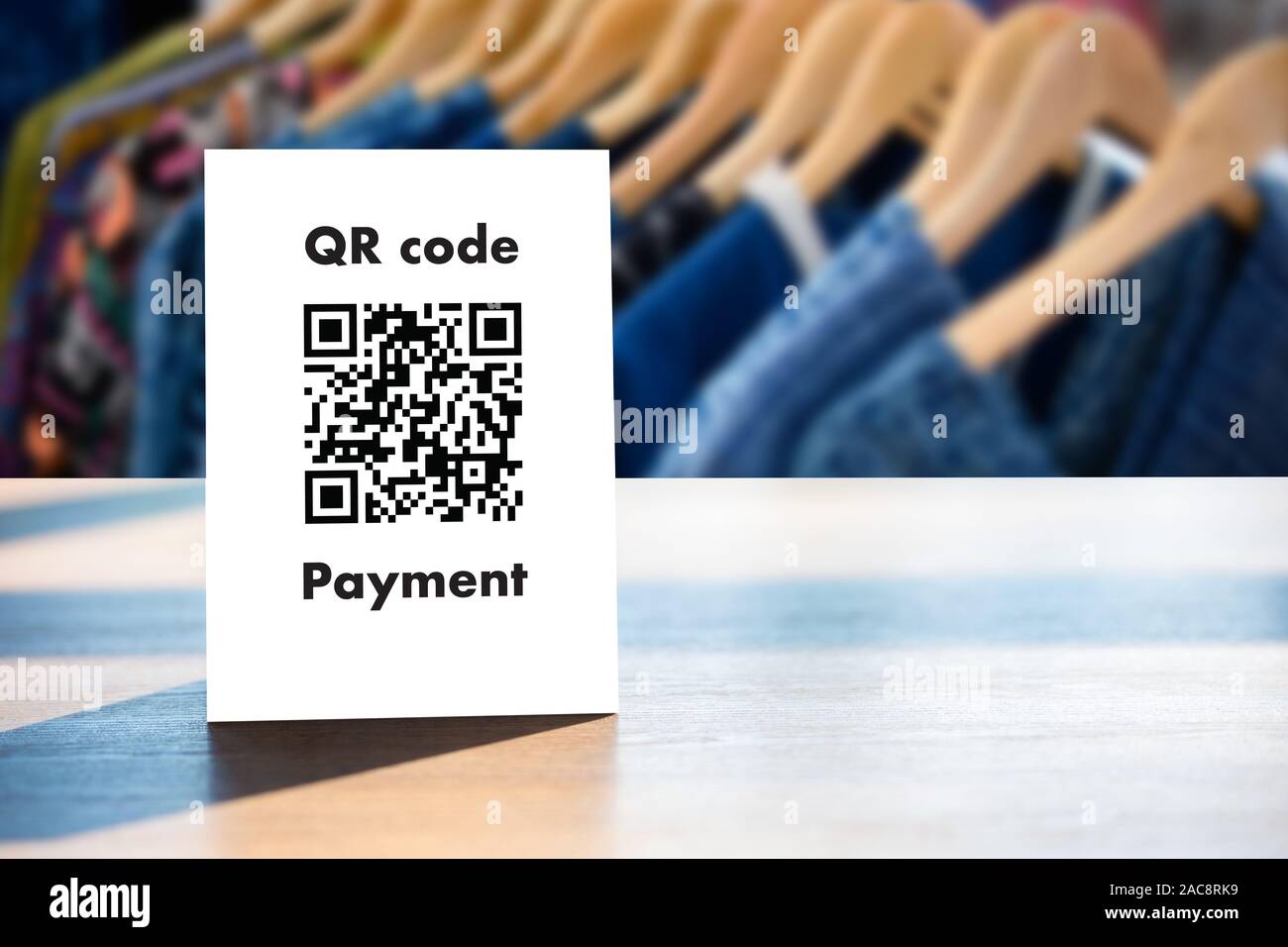 Zahlung QR-Code für Mobile, QR-Code, E-Wallet, digitales Pay ohne Geld bargeldlos zu bezahlen Stockfoto
