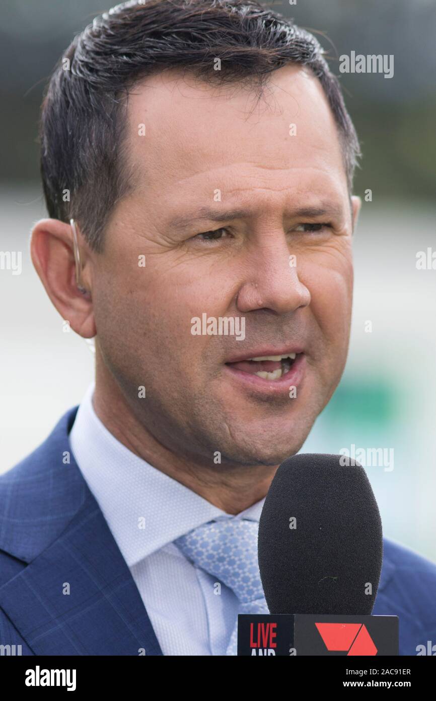 Adelaide, Australien vom 2. Dezember 2019. Ehemaliger australischer Kricketkapitän Ricky Ponting gibt Medien Interview an Tag 4 der 2 Domain Tag Nacht Test zwischen Australien und Pakistan am Adelaide Oval. Australien führt 1-0 im 2 Spiel der Serie. Credit: Amer ghazzal/Alamy leben Nachrichten Stockfoto
