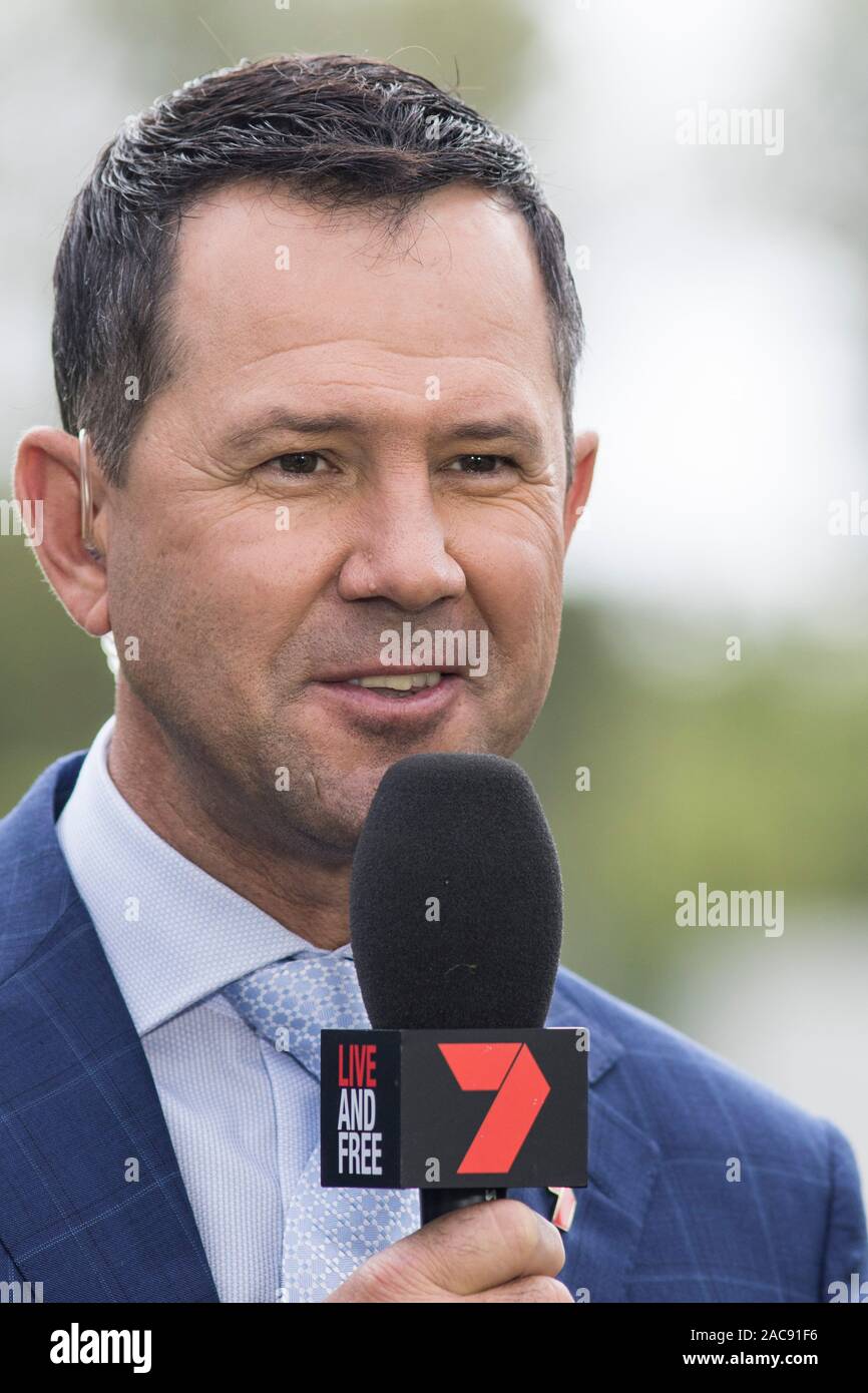 Adelaide, Australien vom 2. Dezember 2019. Ehemaliger australischer Kricketkapitän Ricky Ponting gibt Medien Interview an Tag 4 der 2 Domain Tag Nacht Test zwischen Australien und Pakistan am Adelaide Oval. Australien führt 1-0 im 2 Spiel der Serie. Credit: Amer ghazzal/Alamy leben Nachrichten Stockfoto