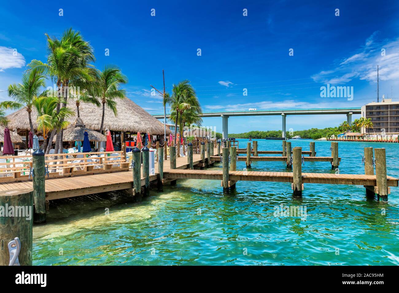 Strand und Seebrücke in Florida Keys Stockfoto