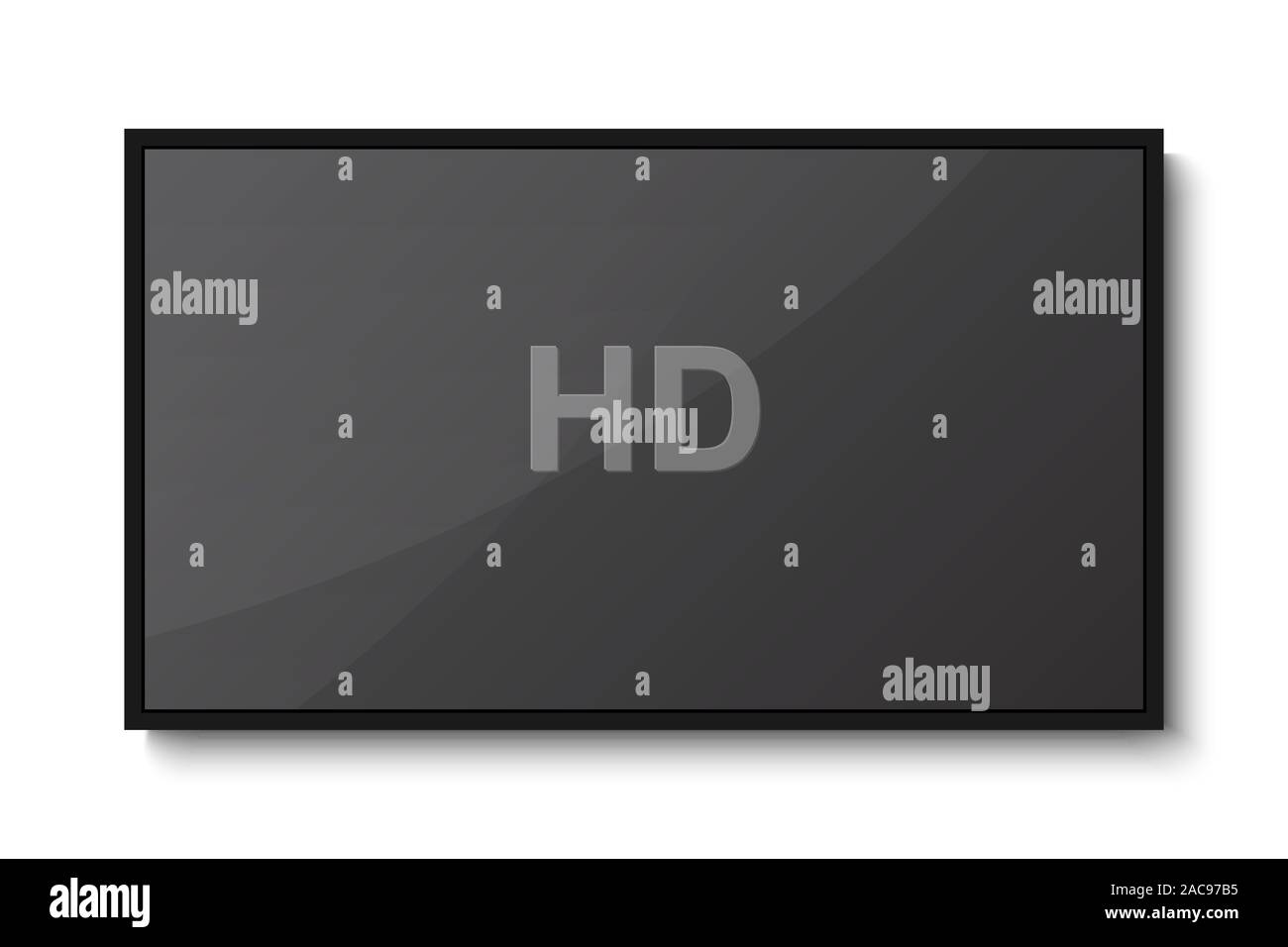 HD-Fernseher LCD, TV mit Schatten auf weißem Hintergrund, Vector Illustration Stock Vektor