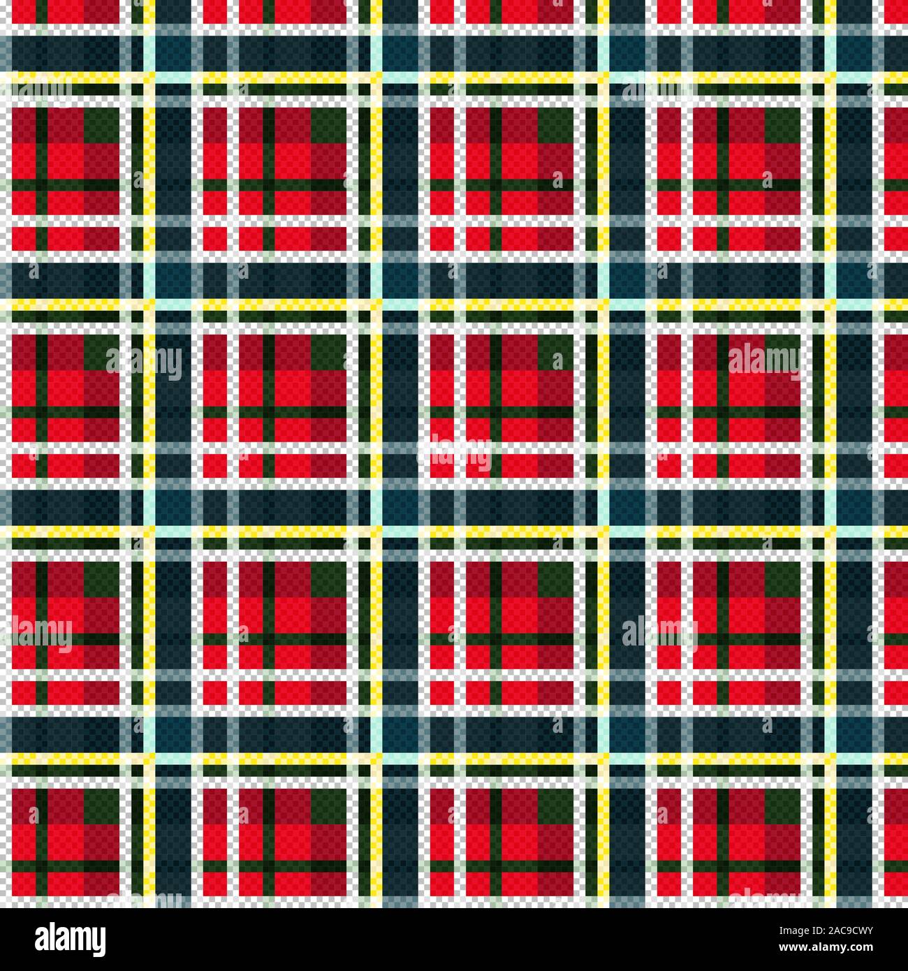 Nahtlose wechselvollen Schattierungen von Grün, Rot, Blau mit weissen und gelben Linien Abbildung des Musters als tartan plaid Stock Vektor