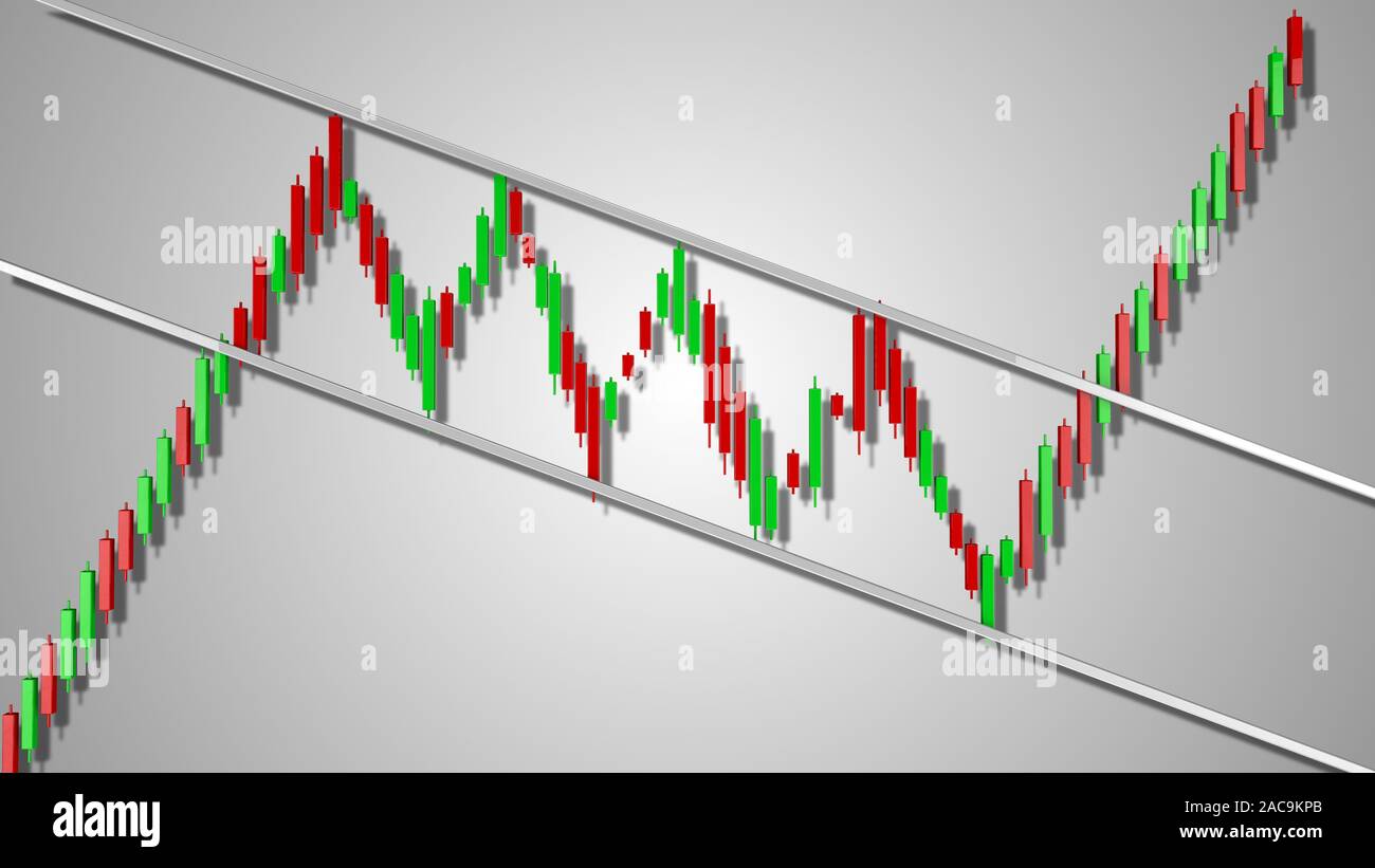 Bullishen Wimpel Aktienchart Muster 3D-Darstellung Stockfoto