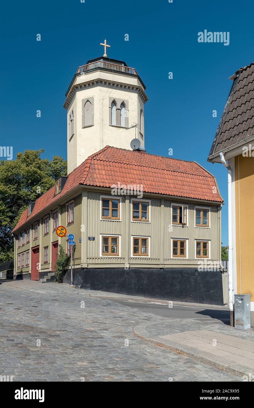 Die Kirche war zu schwach, um das Gewicht der Glocken zu unterstützen. Aus diesem Grund ist ein freistehender Glockenturm nordöstlich der Kirche gebaut wurde ich Stockfoto