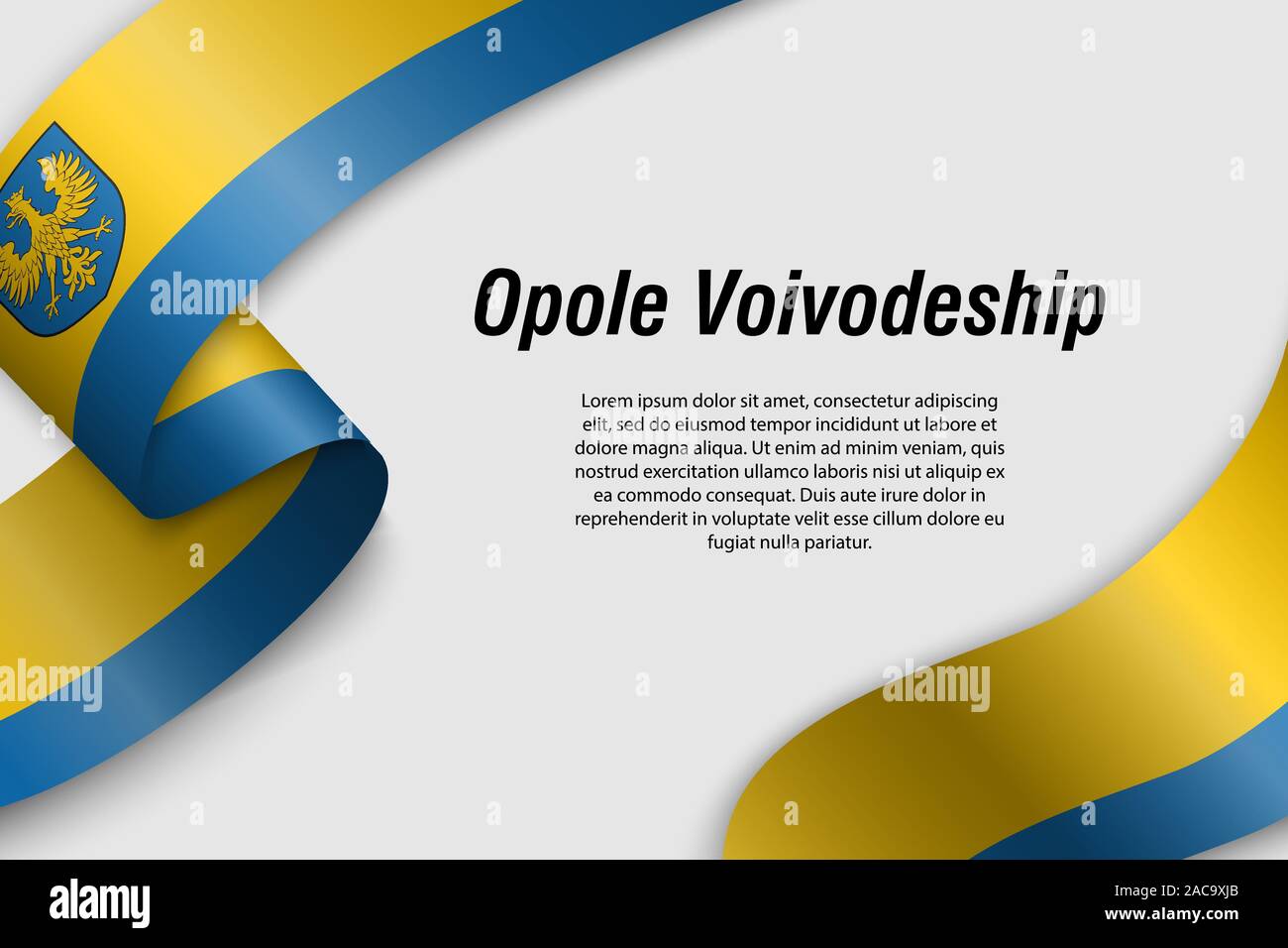 Winkende Band oder Banner mit Flagge der Woiwodschaft Oppeln. Provinz von Polen. Für poster Design Template Stock Vektor