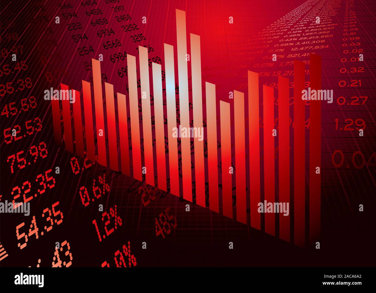 Finanzielle Kennzahlen Diagramm rot Stockfoto