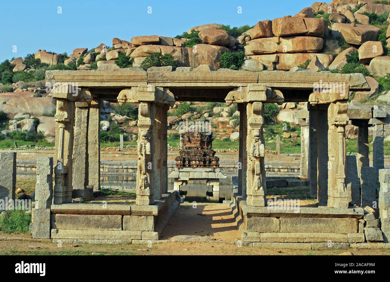 Badehaus (Pushkarani) in Hampi, Karnataka, Südindien, Asien Stockfoto
