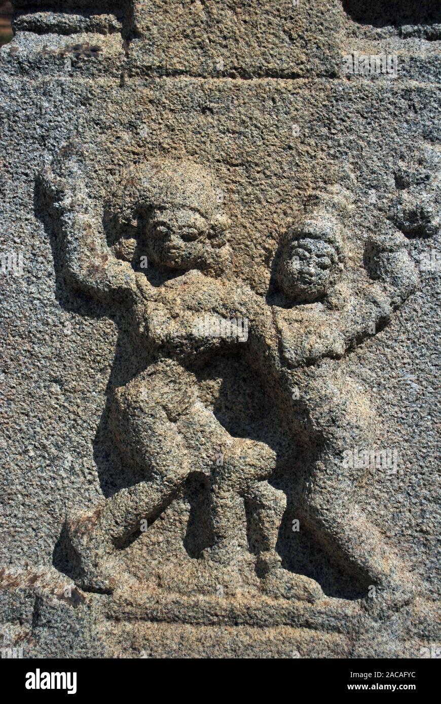 Relief an der Achyutaraya Tempel in Hampi, Karnataka, Südindien, Asien Stockfoto