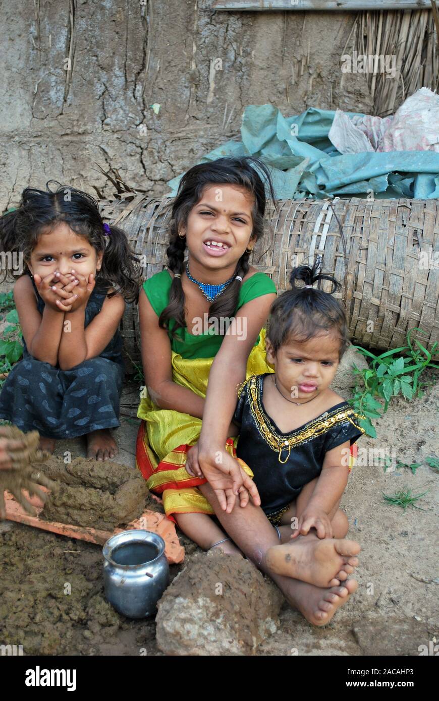 Kinder in Indien, Karnataka, Asien Stockfoto