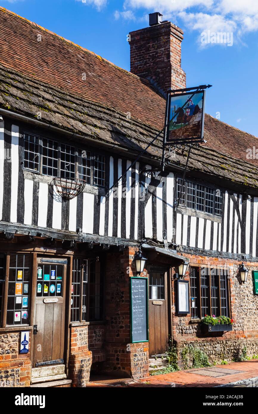 England, East Sussex, South Downs, Alfriston Dorf, das George Inn Pub Stockfoto