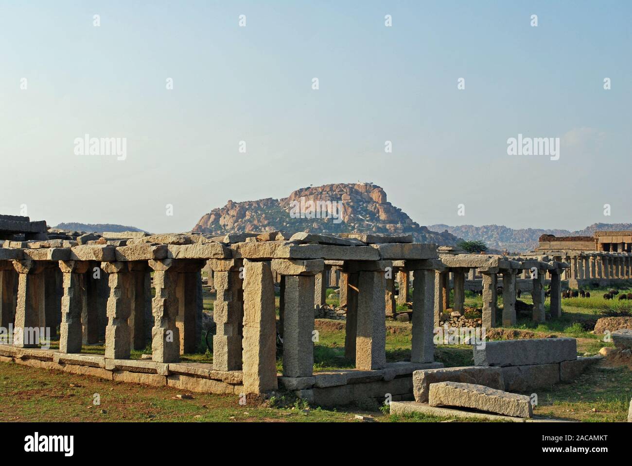 Spalte Zeile in Hampi, Vijayanaghar, Süd Indien, Asien Stockfoto