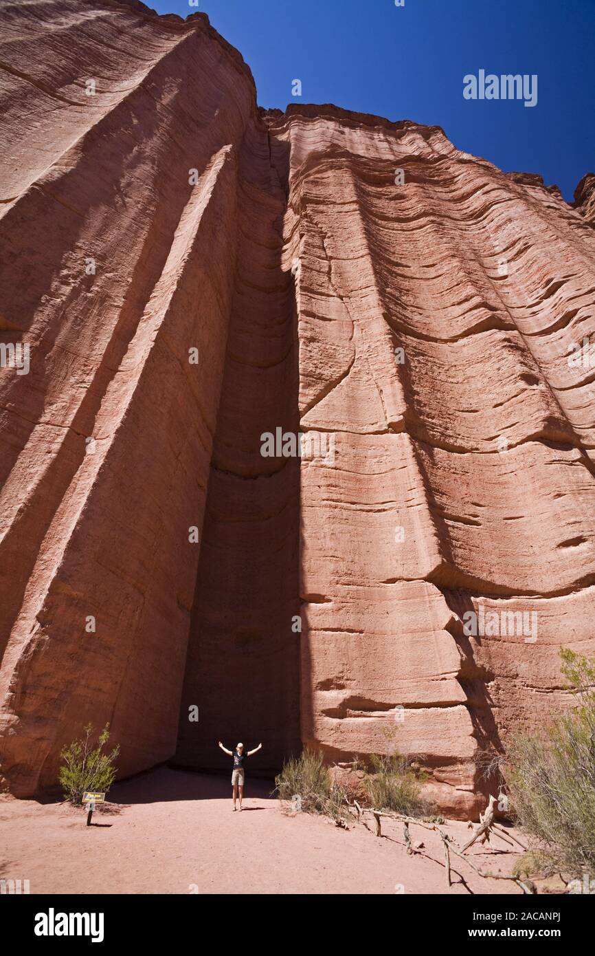 Echokammer Chimenea del Eco in Sandstein Schlucht im Parque Nacional Talampaya, Argentinien, Echo Chamber Stockfoto