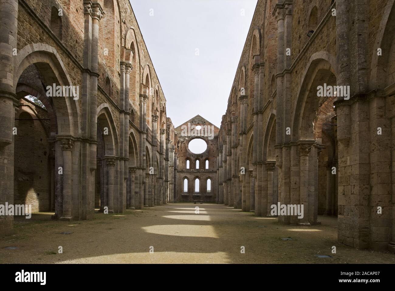 Runine der Abtei San Galgano, Toskana, Italien, Ruinen der Abtei von San Galgano, Toskana, Italien Stockfoto
