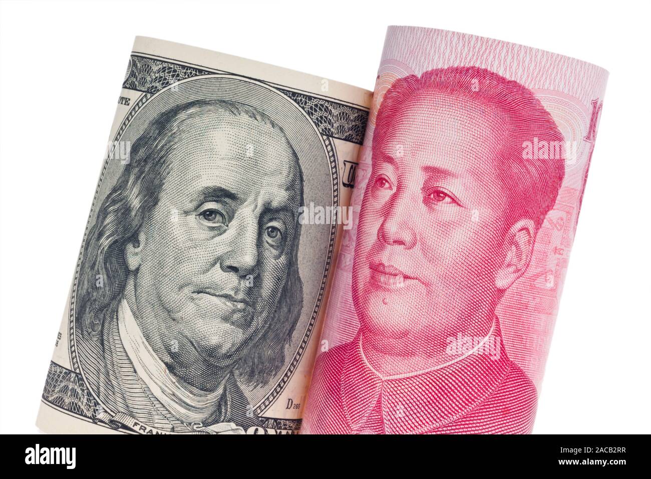 China Geld Yuan und Dollar Stockfoto