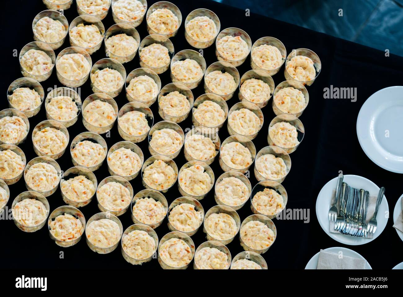 Details der einzelnen Lebensmittel bei einer Veranstaltung oder Tagung Kongress Stockfoto