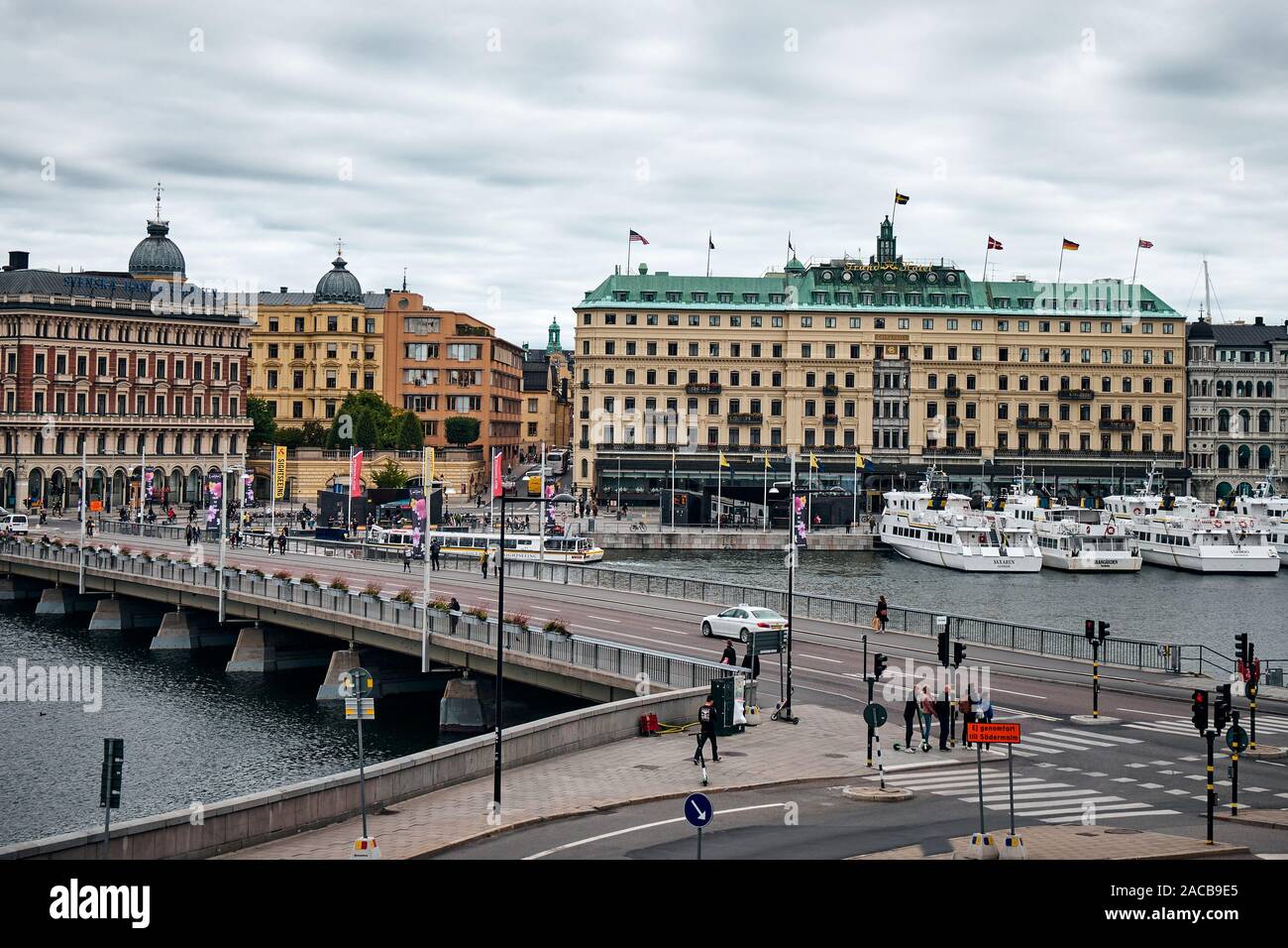 Die malerische Aussicht auf die Stadt Stockholm Stockholm Palast in Gamla Stan, Stockholm, Schweden Stockfoto