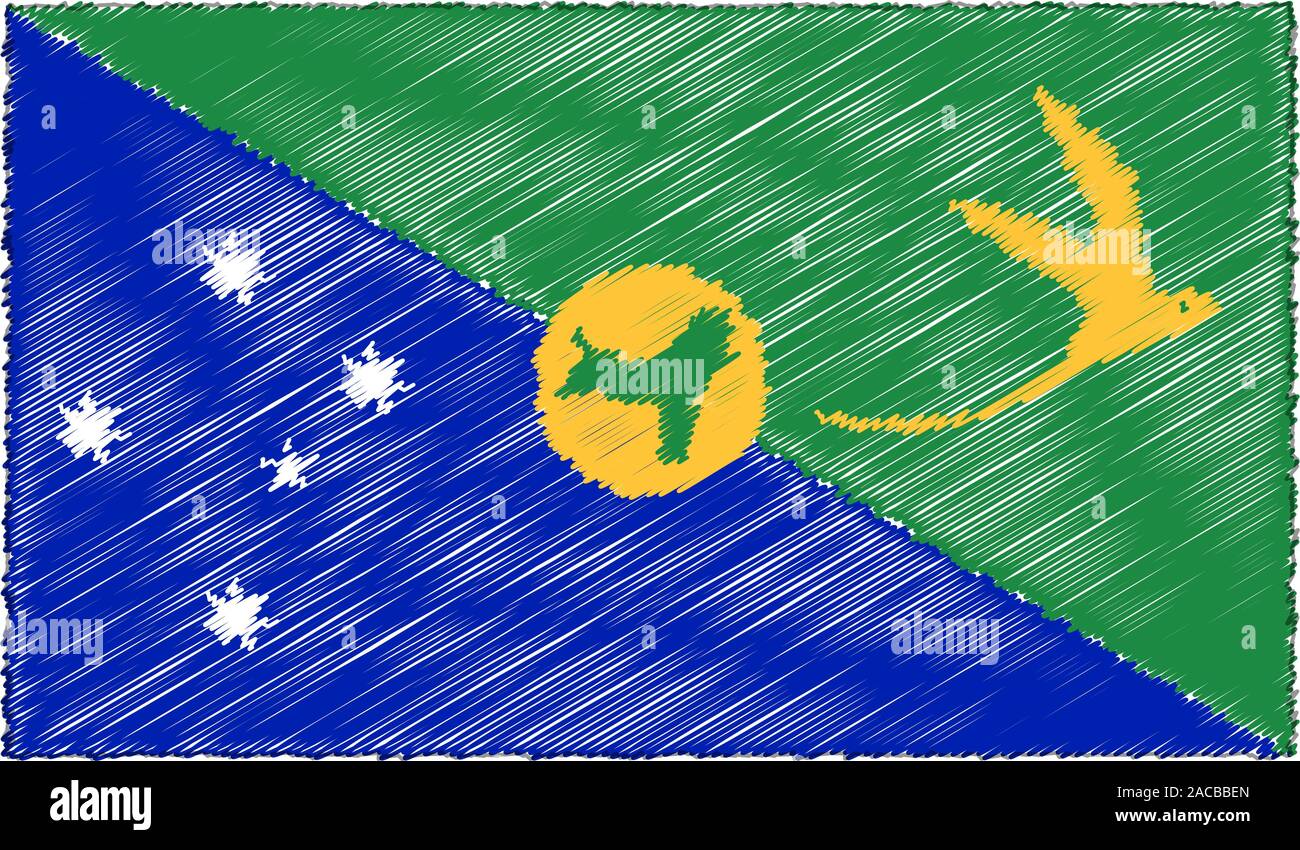 Vektor Zeichnung Skizze Stil Christmas Island Flagge Stock Vektor