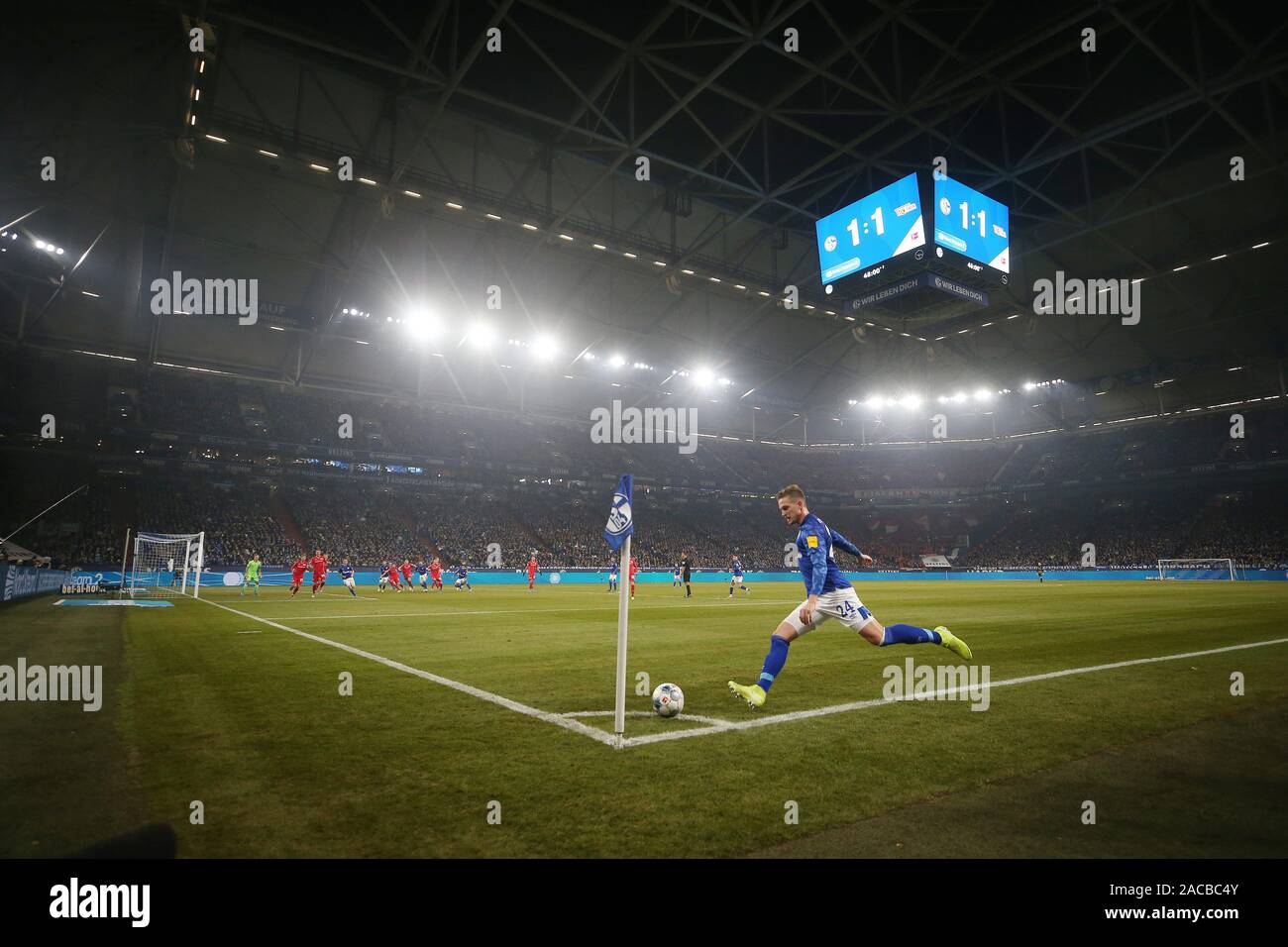 Firo: 29.11.2019, Fußball, 2019/2020 1. Bundesliga FC Schalke 04 - Union Berlin 2:1 Ecke, Ecke, Veltins Arena, aftert, Einleger, Hintergrund | Verwendung weltweit Stockfoto