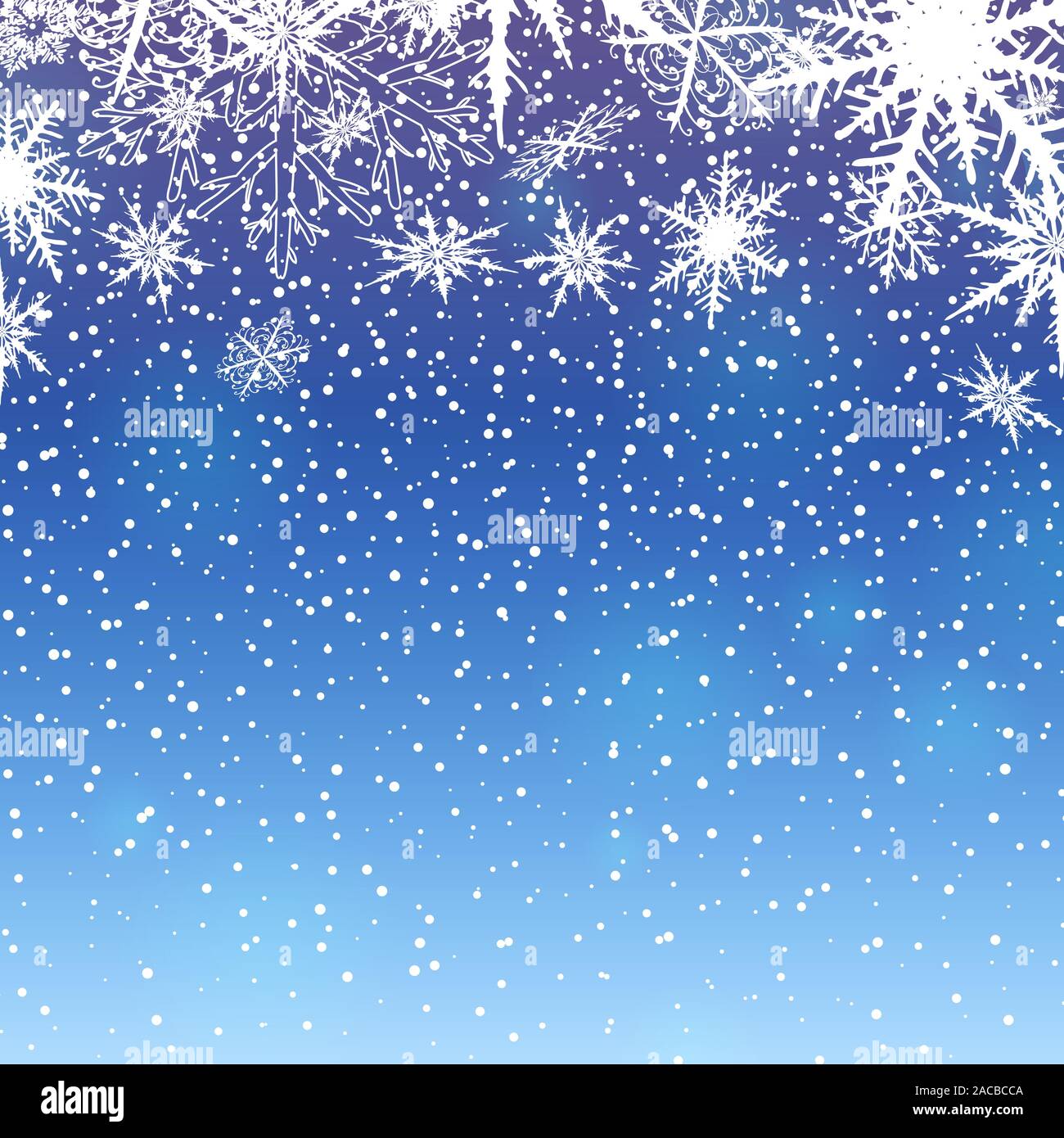 Winter Hintergrund mit Schneeflocken auf Blau. Vector Illustration Stock Vektor