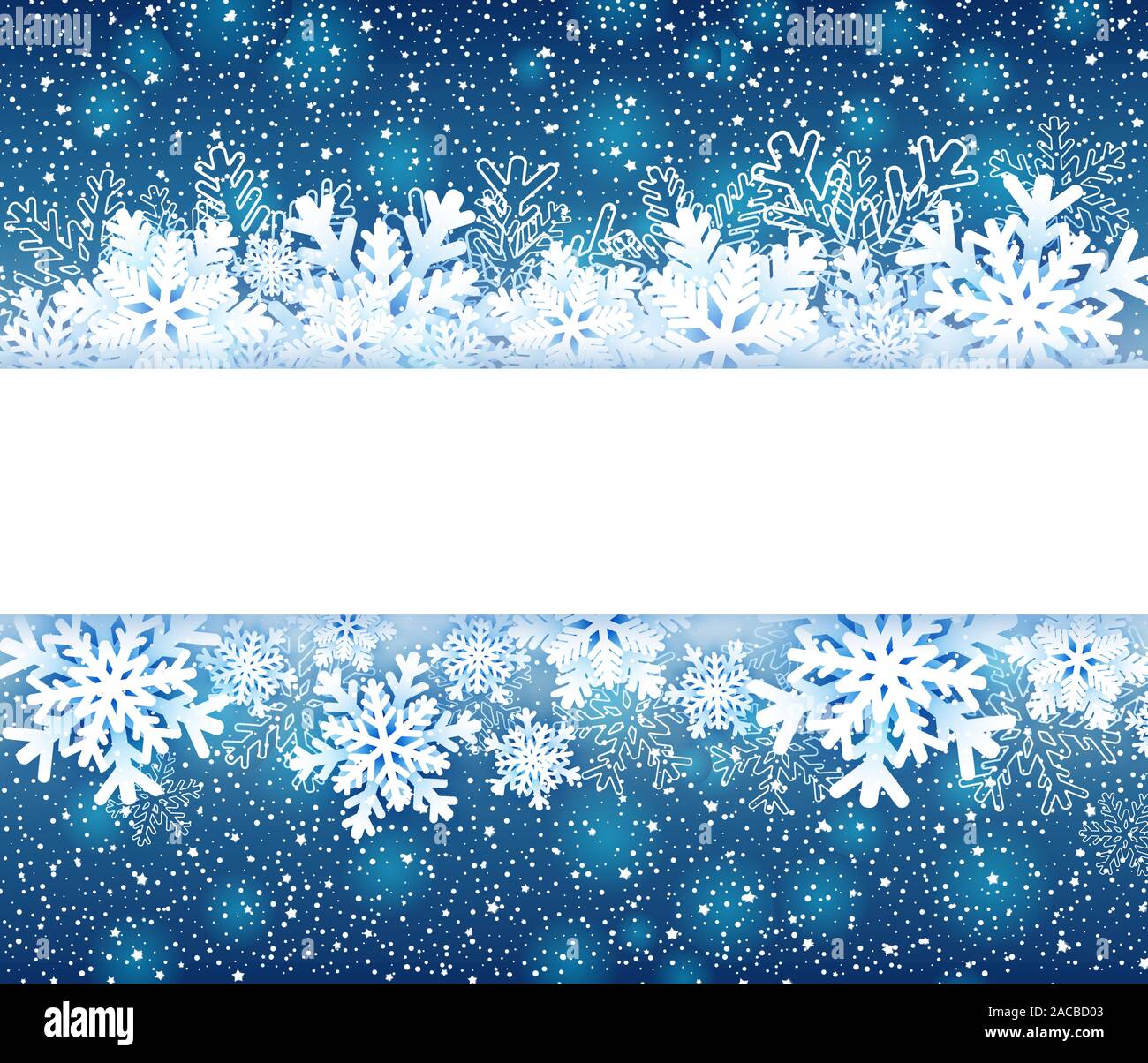 Winter Rahmen mit Papier Schneeflocken auf Blau. Vector Illustration Stock Vektor