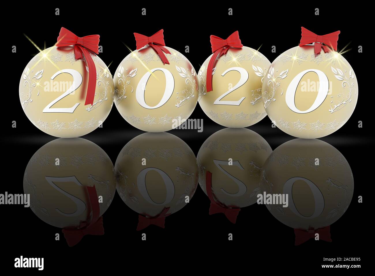 Das neue Jahr 2020. Neues Jahr 2020 in Zahlen und mit Weihnachtsdekoration. Stockfoto