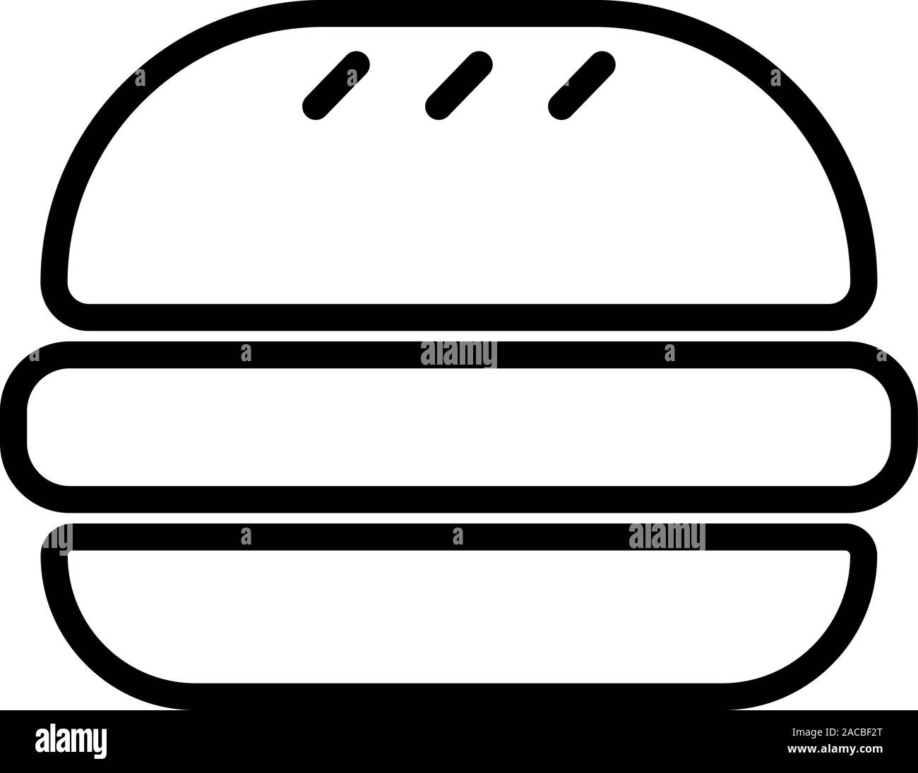 Schwarz skizzierte Symbol eines Hamburger, auf weißem Hintergrund. Stock Vektor