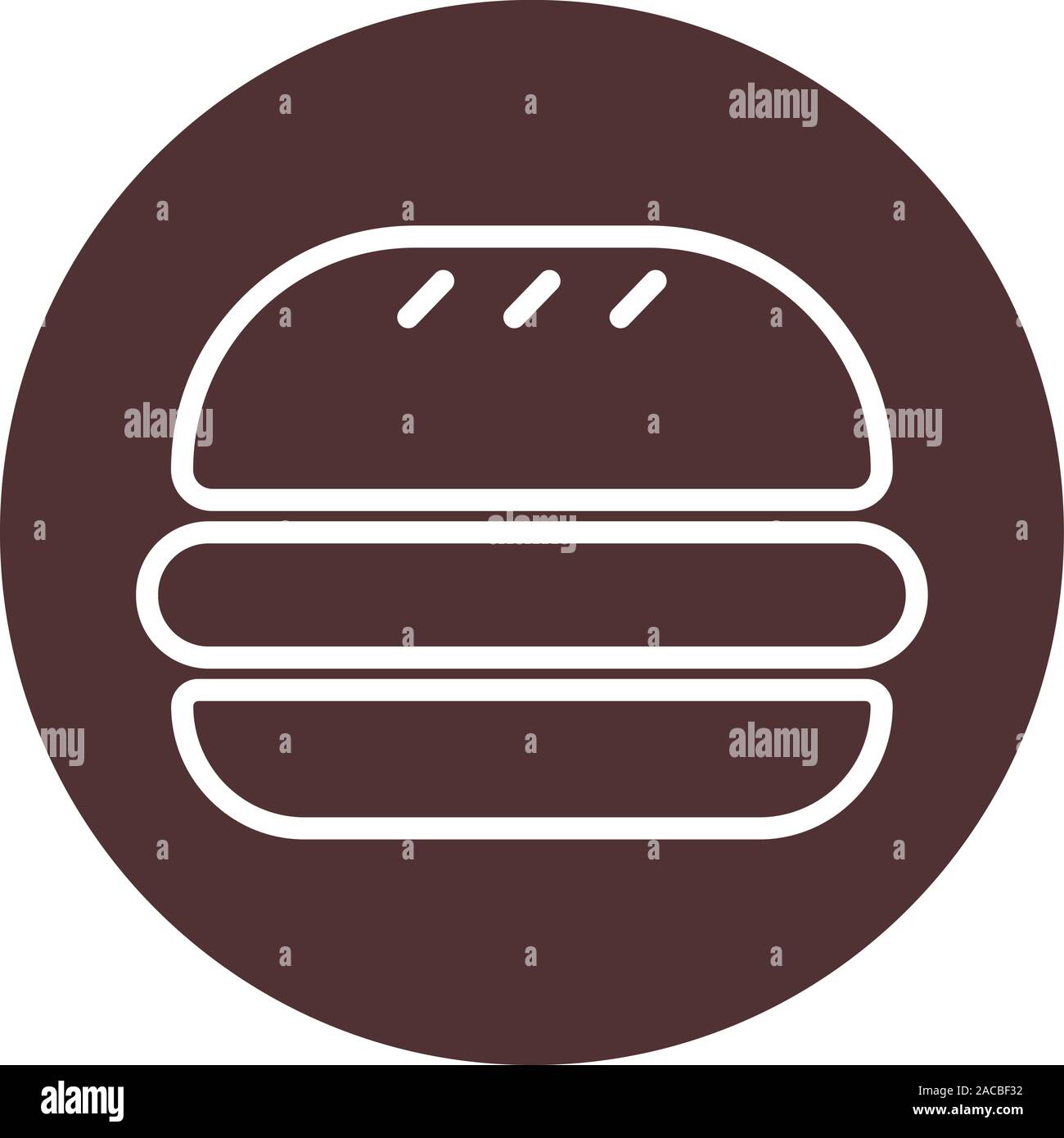 Burger Symbol im Kreis. Hamburger Symbol Vektor. Braun Classic Burger Zeichen Stock Vektor