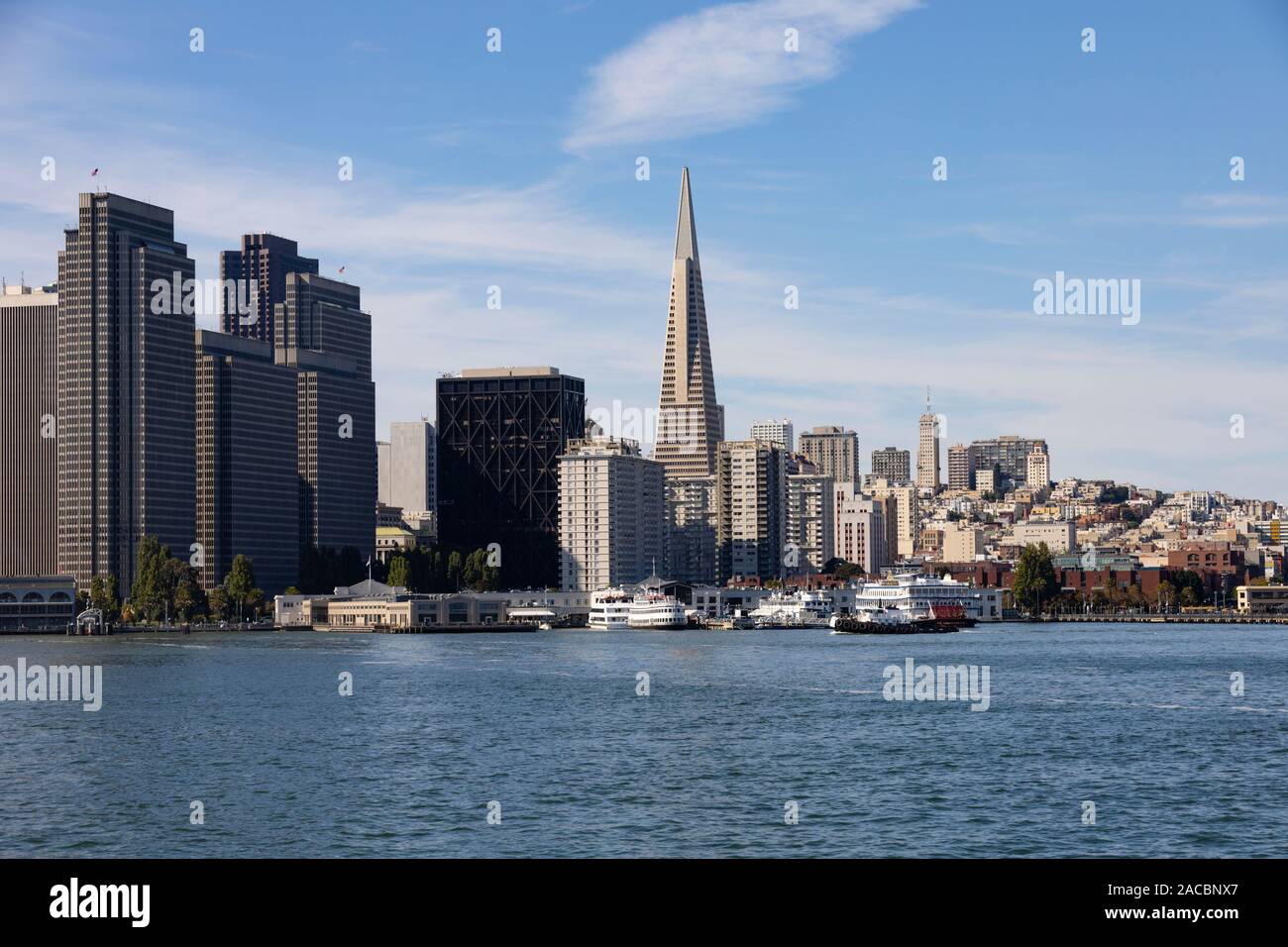 San Francisco Skyline von der Bucht aus gesehen. Kalifornien, Vereinigte Staaten von Amerika Stockfoto