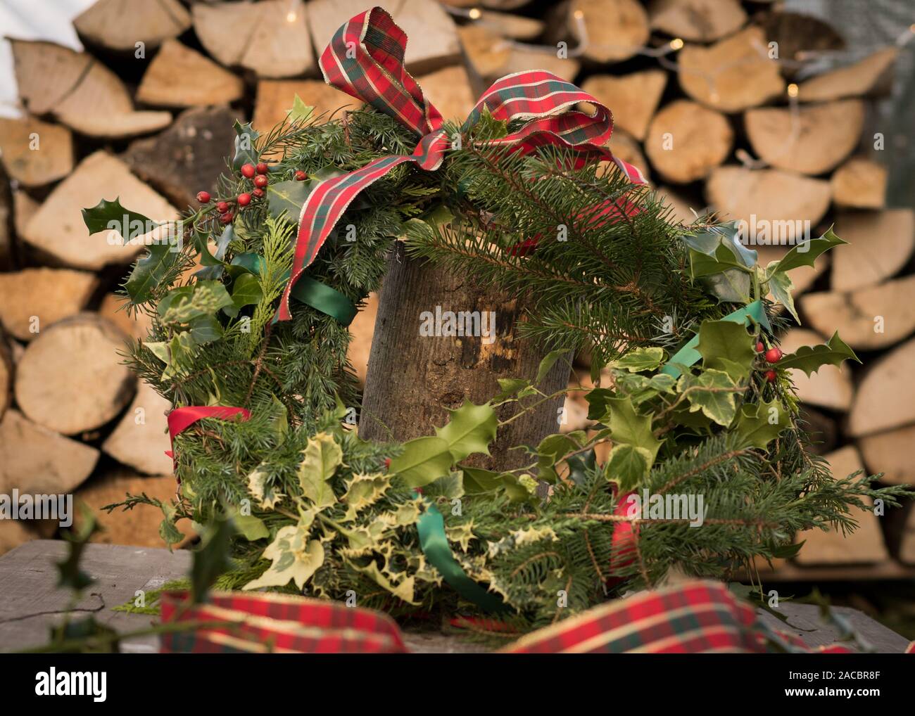 Natürliche Weihnachtsschmuck Stockfoto