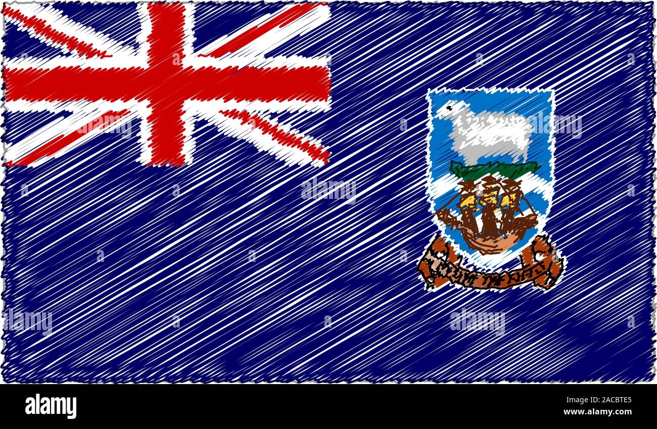Vektor Zeichnung Skizze Stil Falkland Inseln Flagge Stock Vektor