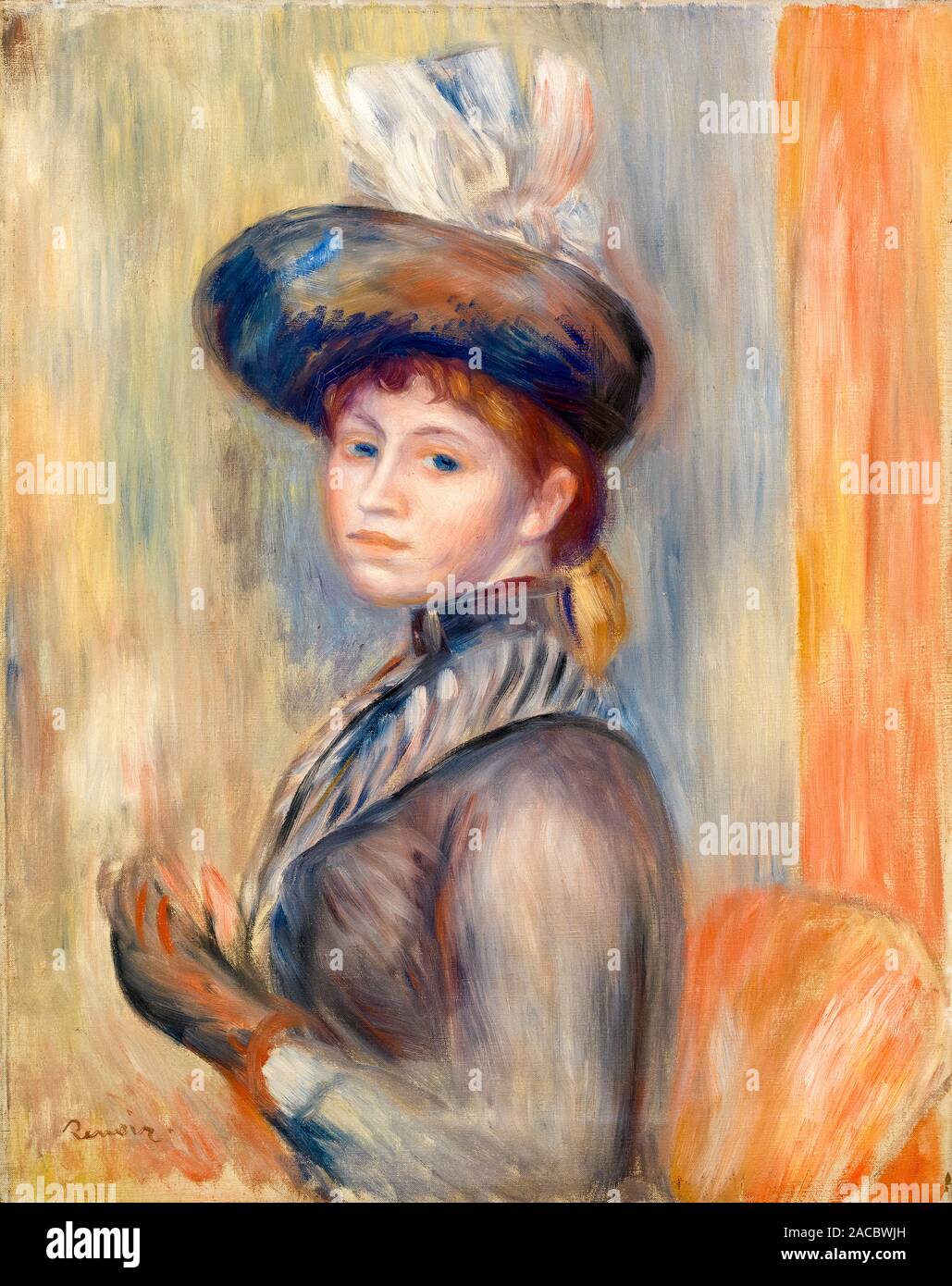 Pierre Auguste Renoir, Mädchen in Gray-Blue, Malerei, ca. 1889 Stockfoto