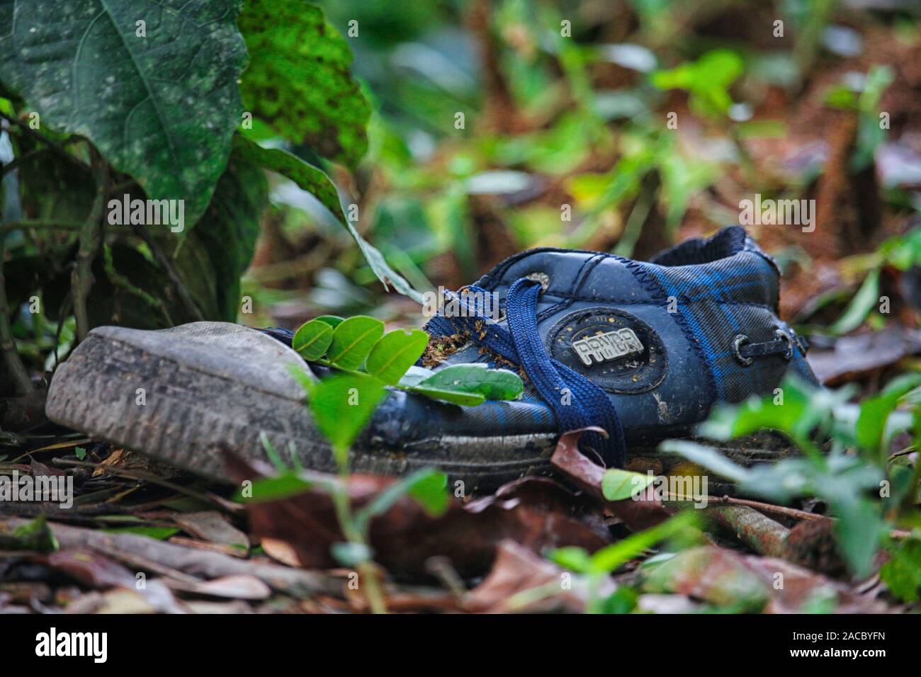 Panda Marke hat viele alte Schuhe Stockfoto