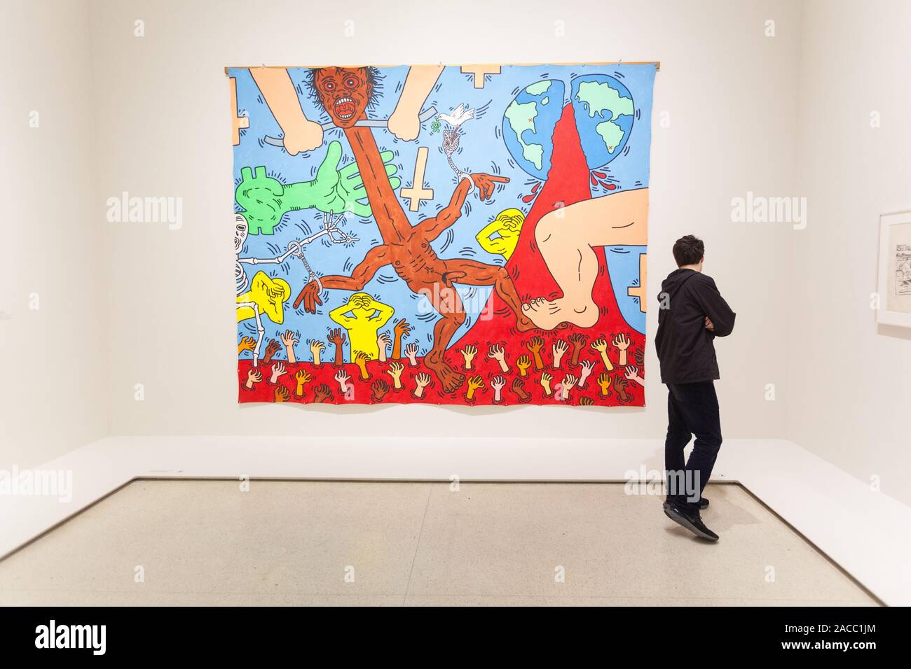 Keith Haring, Michael Stewart - USA für Afrika, Guggenheim Museum, Fifth Avenue, New York City, Vereinigte Staaten von Amerika. Stockfoto