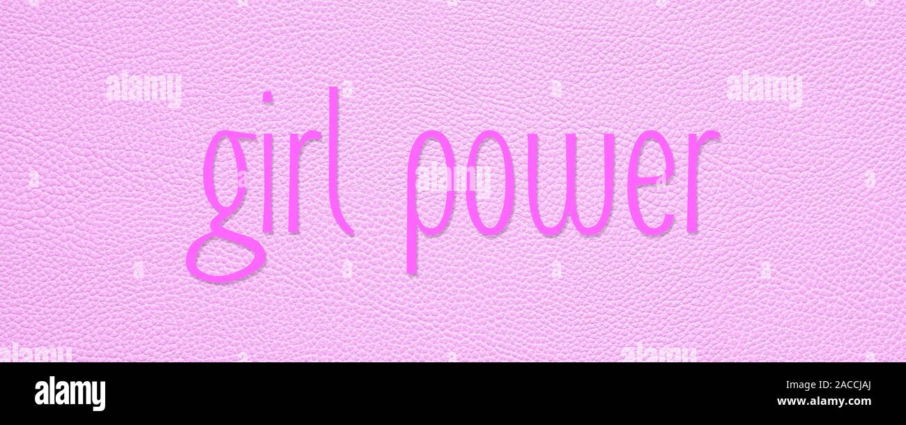 Pink Girl Power Banner oder Header Bild mit Leder Textur Stockfoto