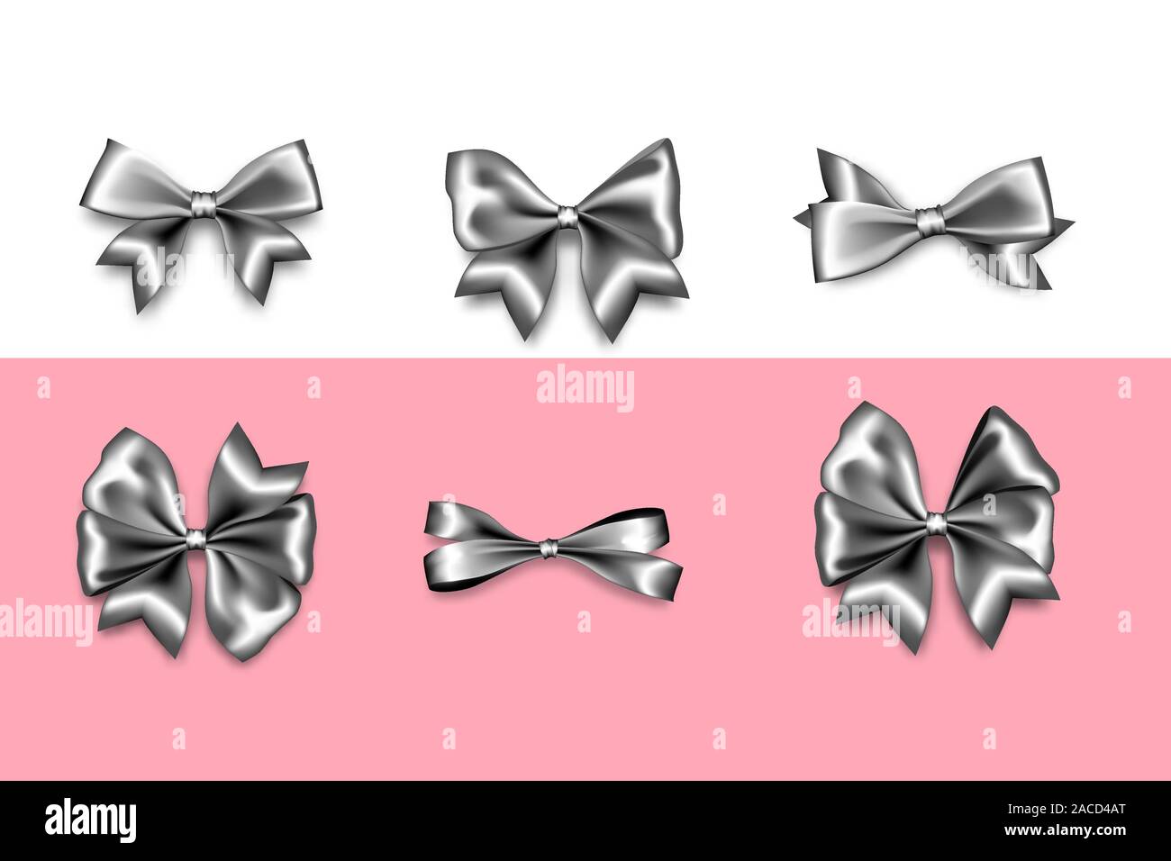 Urlaub satin Geschenk bow knot Farbband silber Metall Stock Vektor