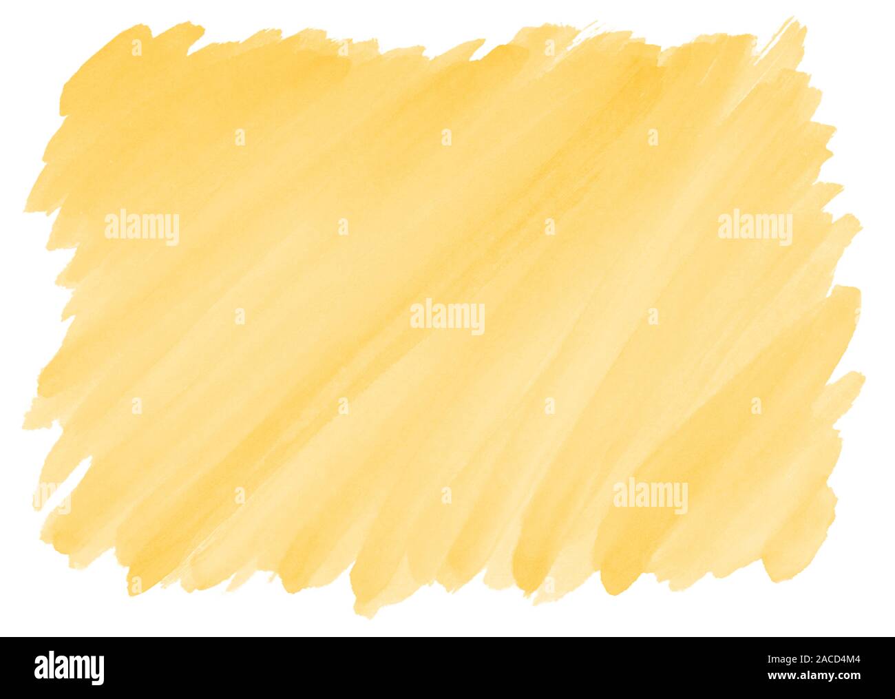 Gelb Aquarell Hintergrund mit sichtbarem Pinselstrich Textur und ausgefransten Kanten Stockfoto